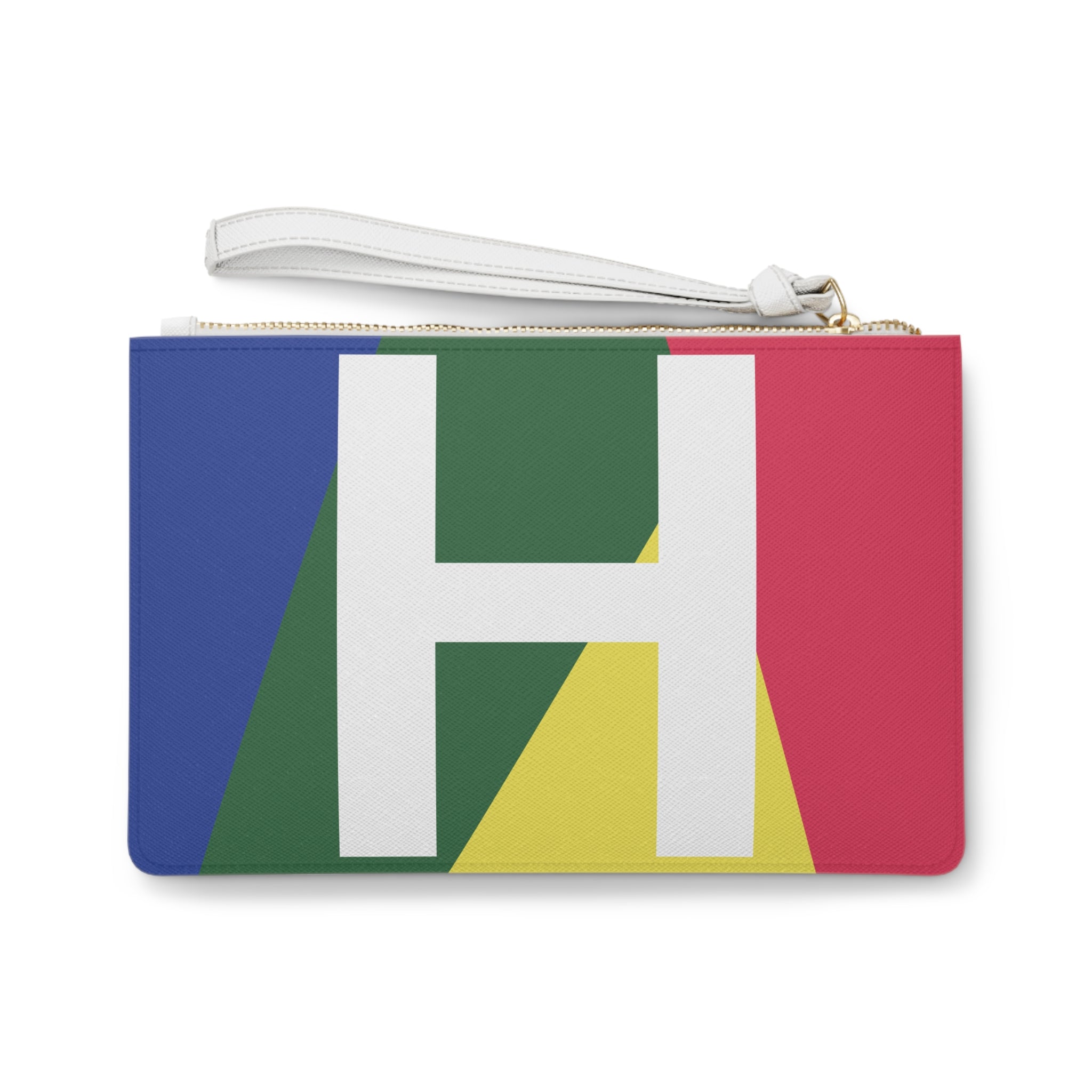 Monogram 'H' Colorblock Clutch Bag — Bold Geometric Wristlet for Everyday & Gifts