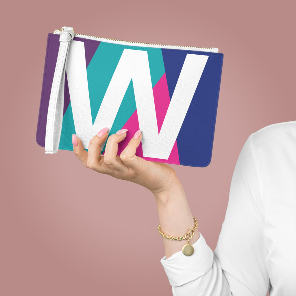 Monogram 'W' Colorblock Clutch Bag — Bold Geometric Wristlet for Everyday & Gifts