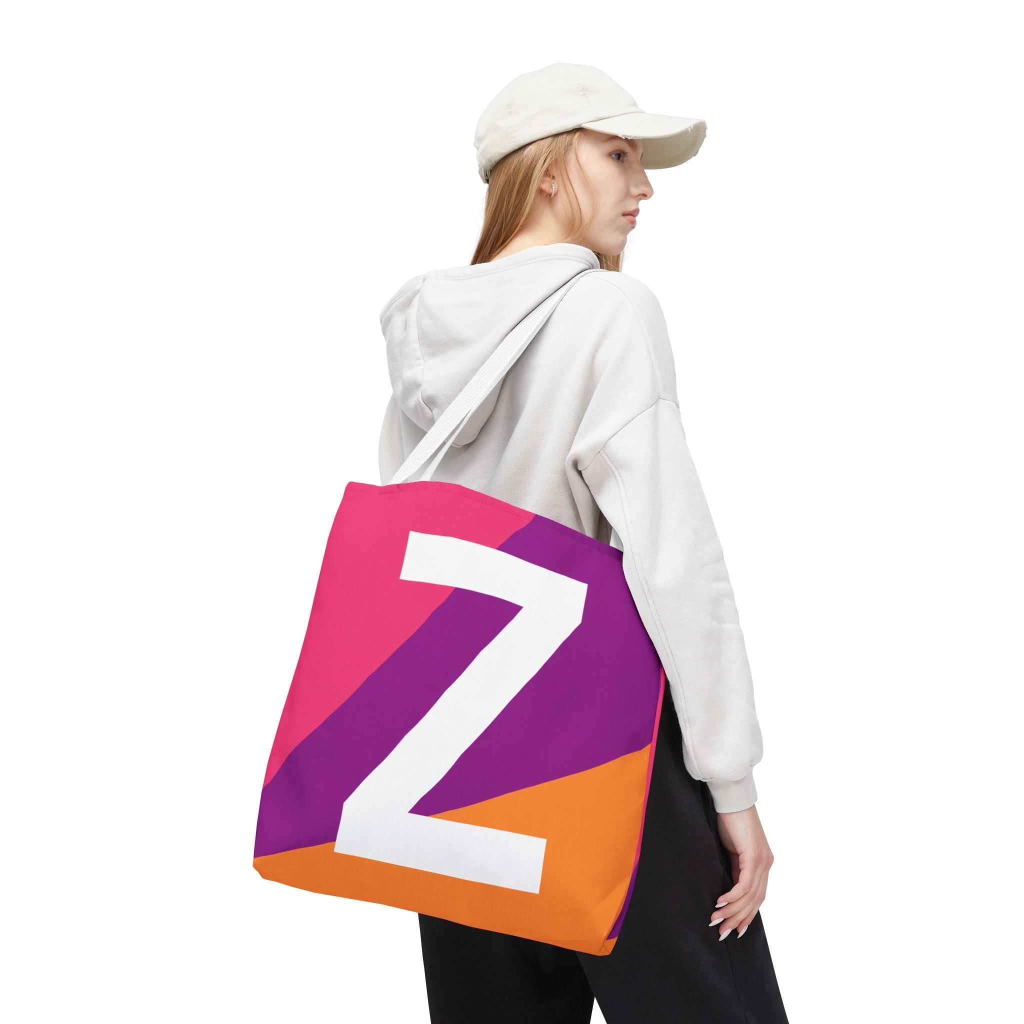 Monogram 'Z' Colorblock Tote Bag — Personalized Initial Z Shoulder Tote