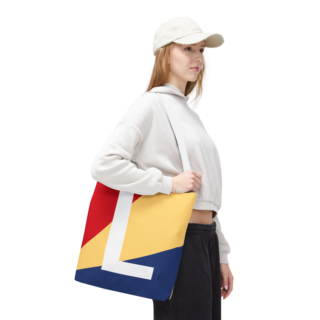 Monogram 'L' Colorblock Tote Bag — Personalized Initial L Shoulder Tote