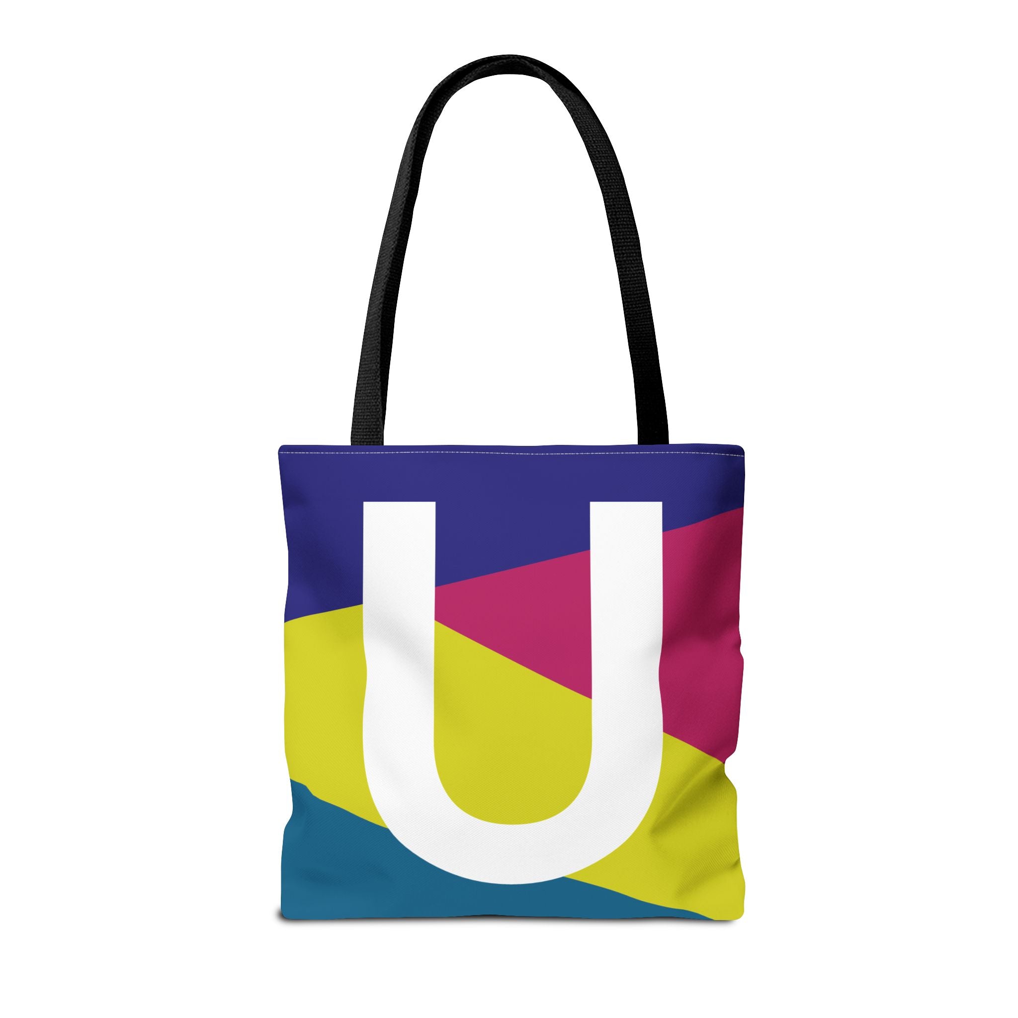 Monogram 'U' Colorblock Tote Bag — Personalized Initial U Shoulder Tote