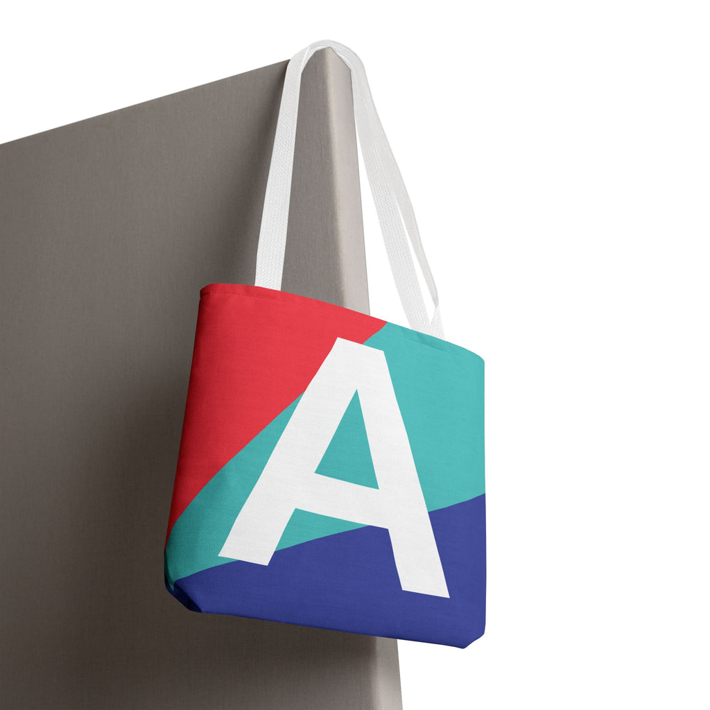 Monogram 'A' Colorblock Tote Bag — Personalized Initial A Shoulder Tote