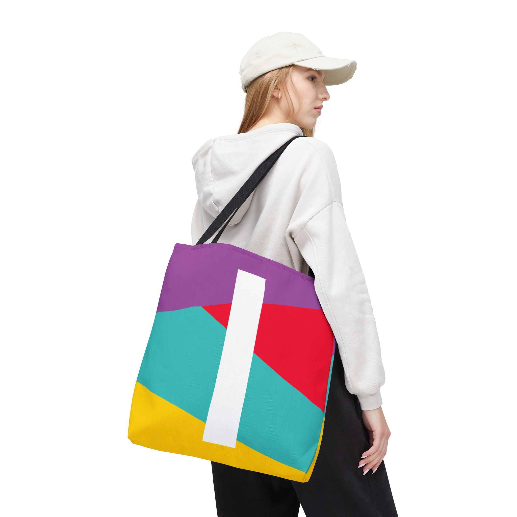 Monogram 'I' Colorblock Tote Bag — Personalized Initial I Shoulder Tote