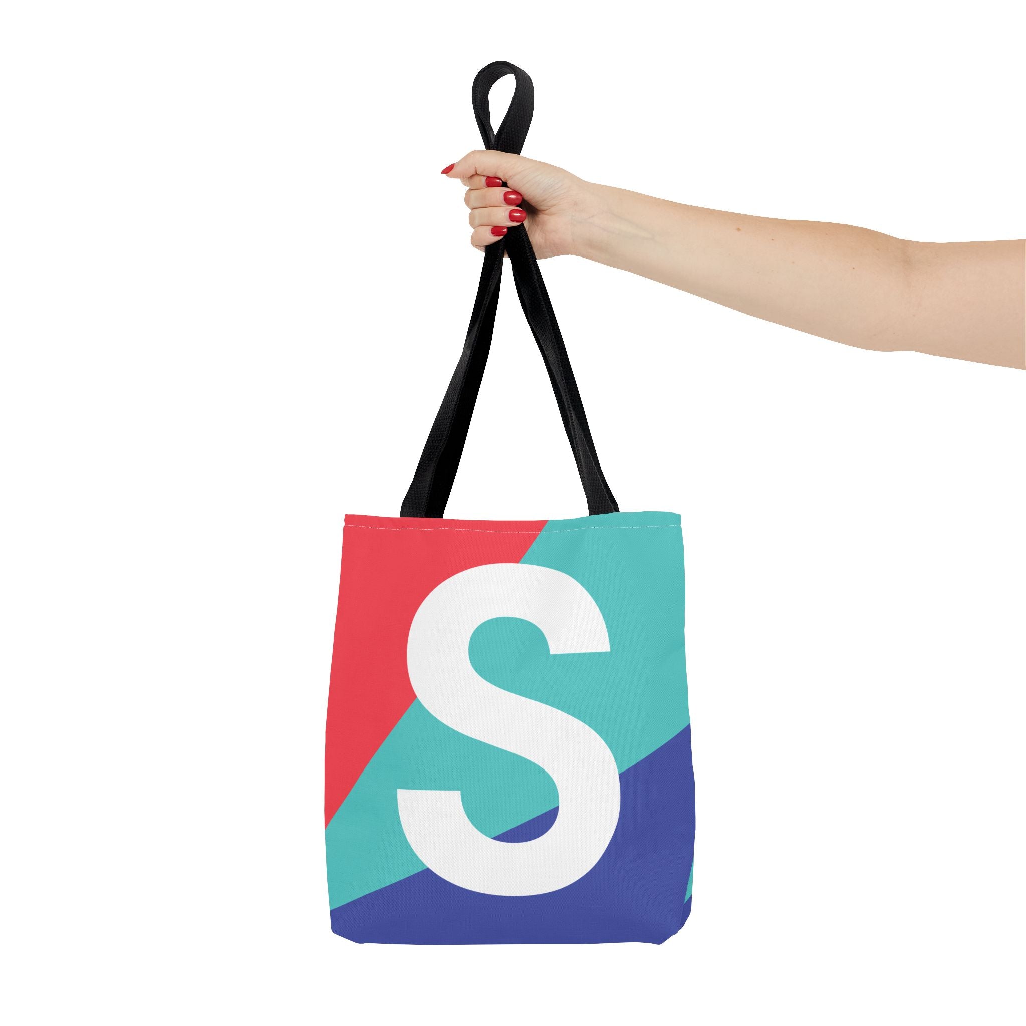 Monogram 'S' Colorblock Tote Bag — Personalized Initial S Shoulder Tote