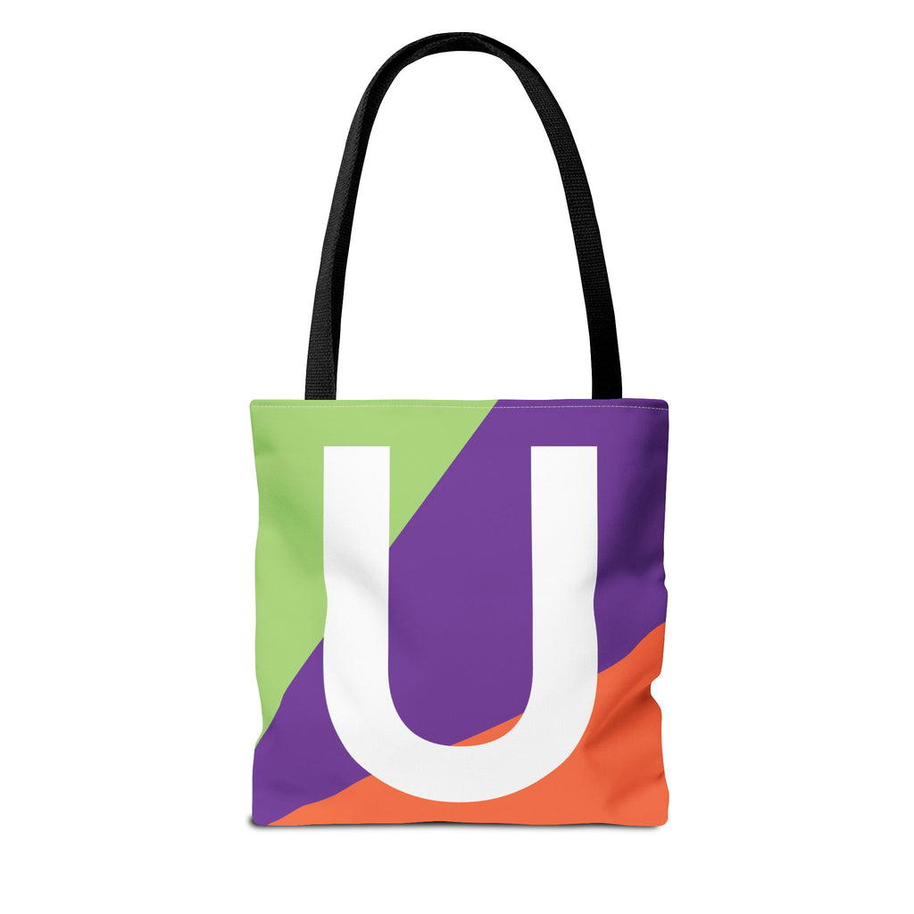 Monogram 'U' Colorblock Tote Bag — Personalized Initial U Shoulder Tote