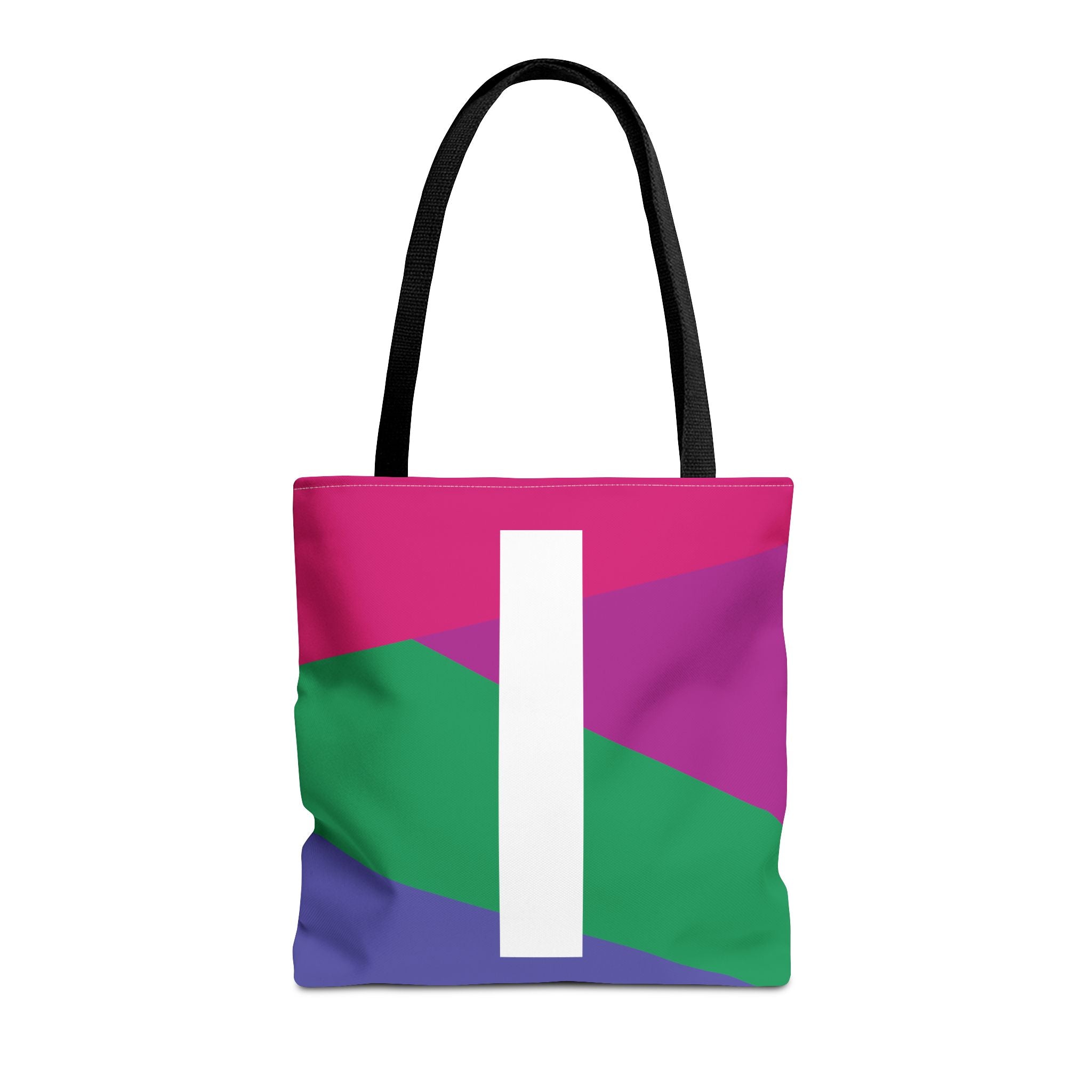 Monogram 'I' Colorblock Tote Bag — Personalized Initial I Shoulder Tote