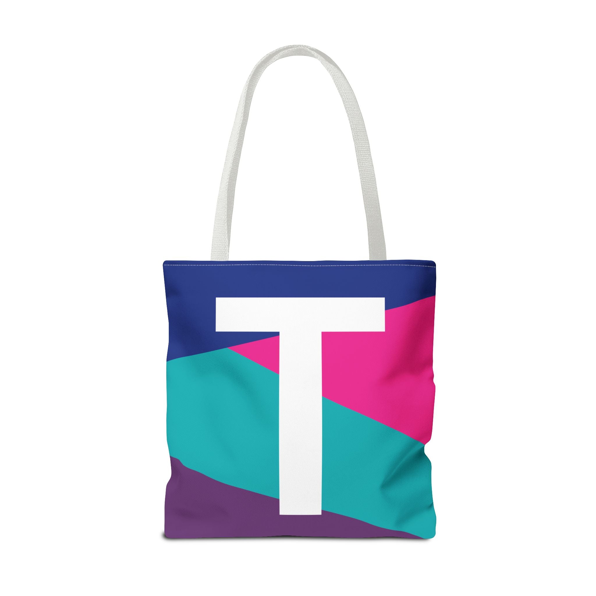 Monogram 'T' Colorblock Tote Bag — Personalized Initial T Shoulder Tote