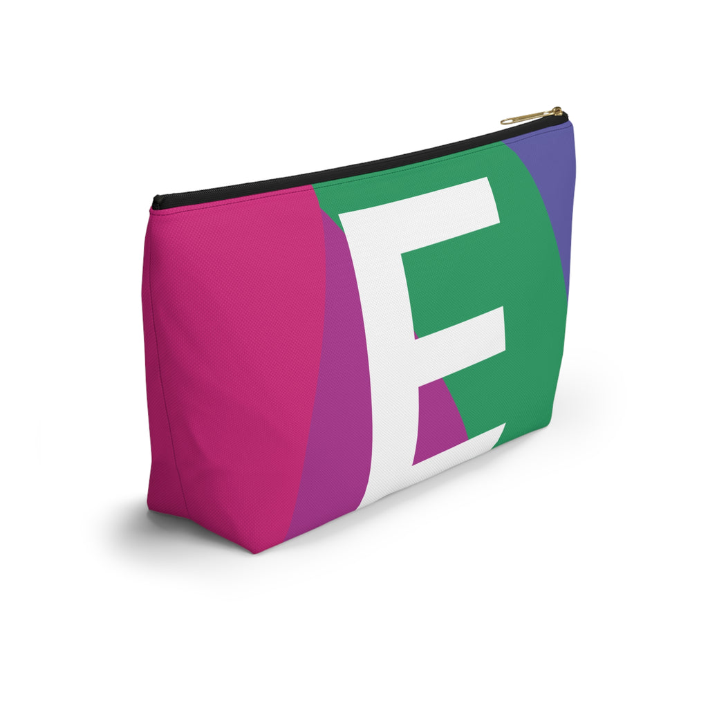 Initials Colorblock Accessory Pouch — Monogram E T-Bottom Cosmetic Bag
