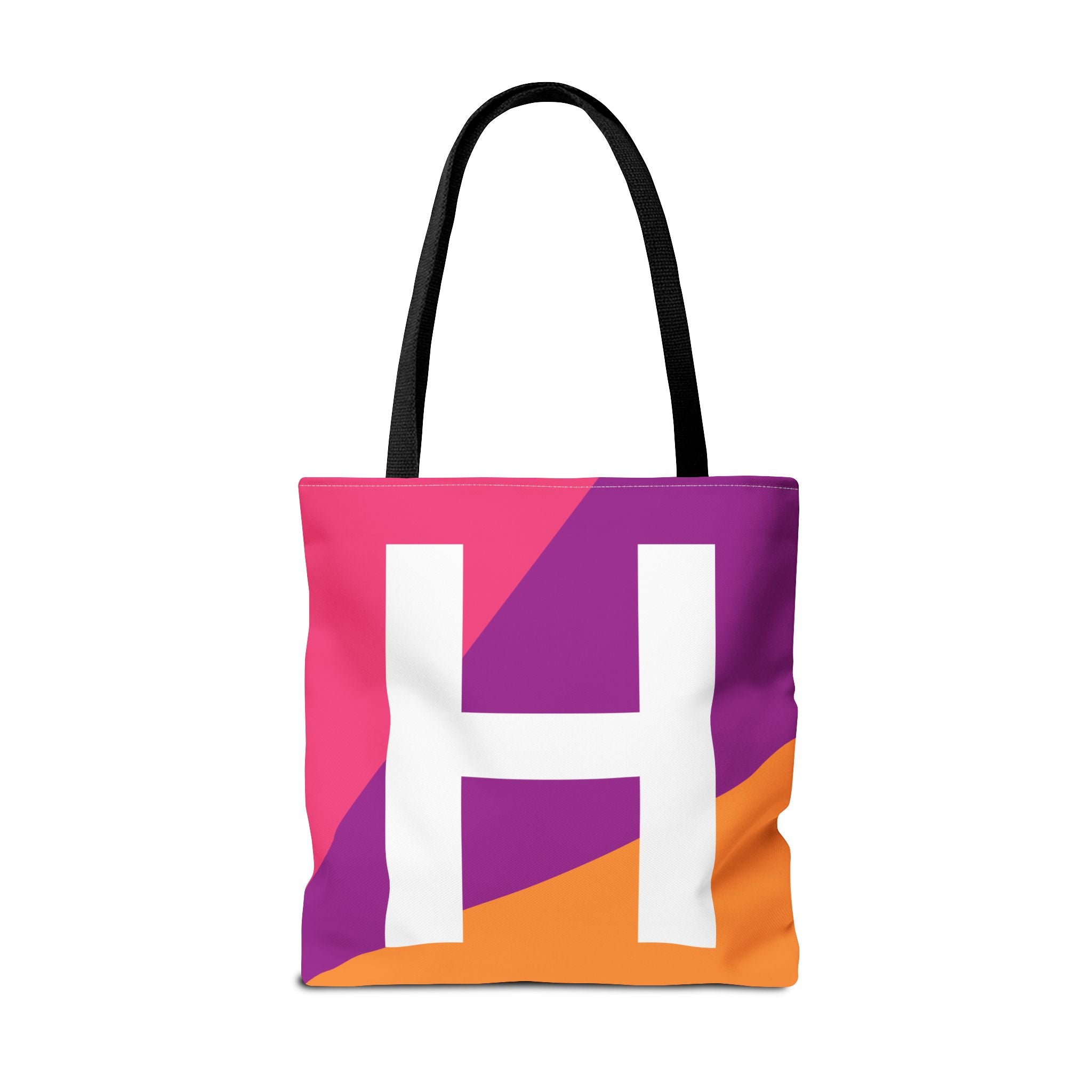 Monogram 'H' Colorblock Tote Bag — Personalized Initial H Shoulder Tote