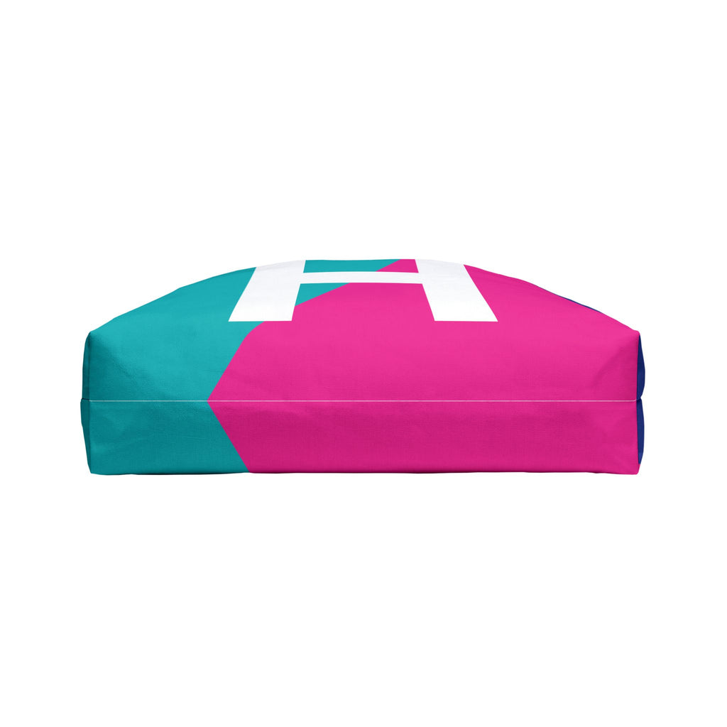 Personalized 'H' Colorblock Tote Bag — Monogram Weekender Tote