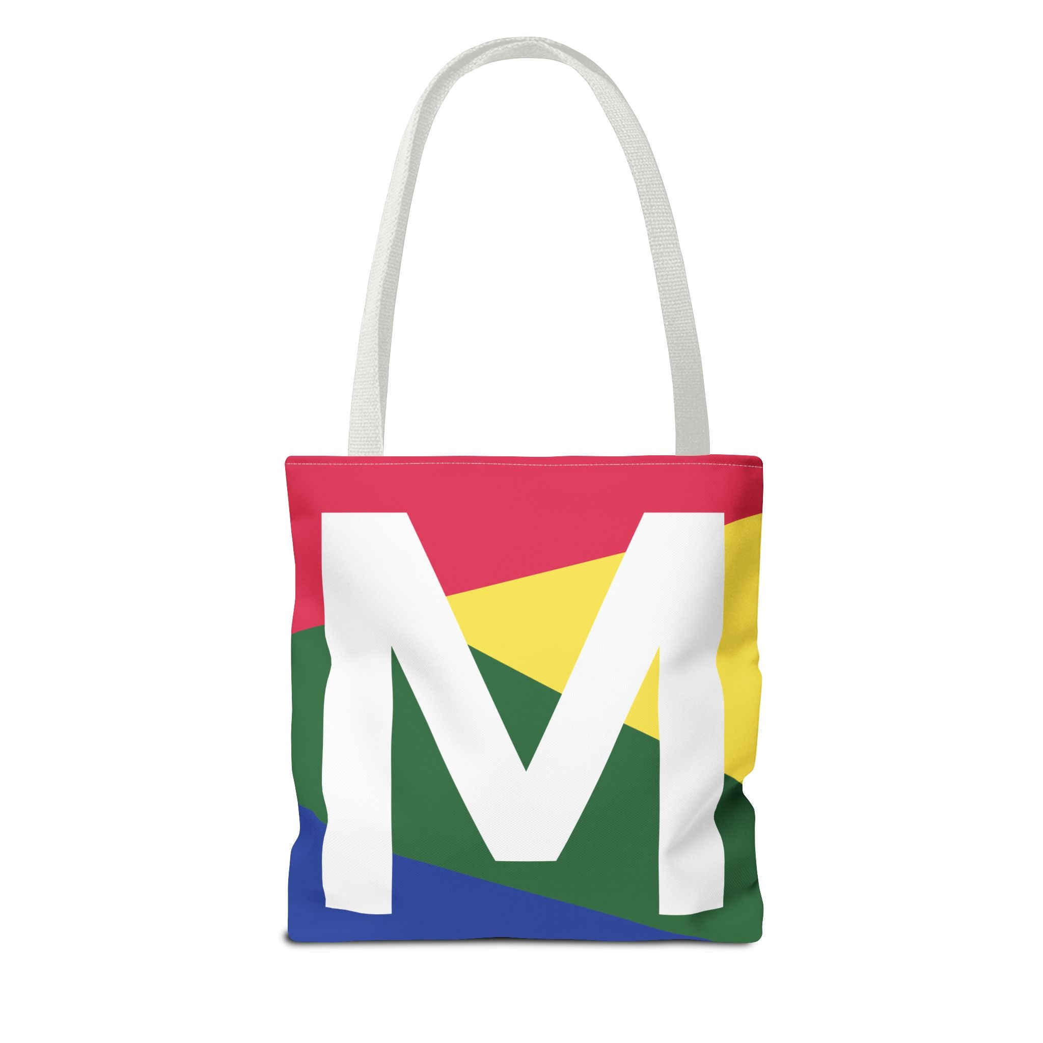 Monogram 'M' Colorblock Tote Bag — Personalized Initial M Shoulder Tote
