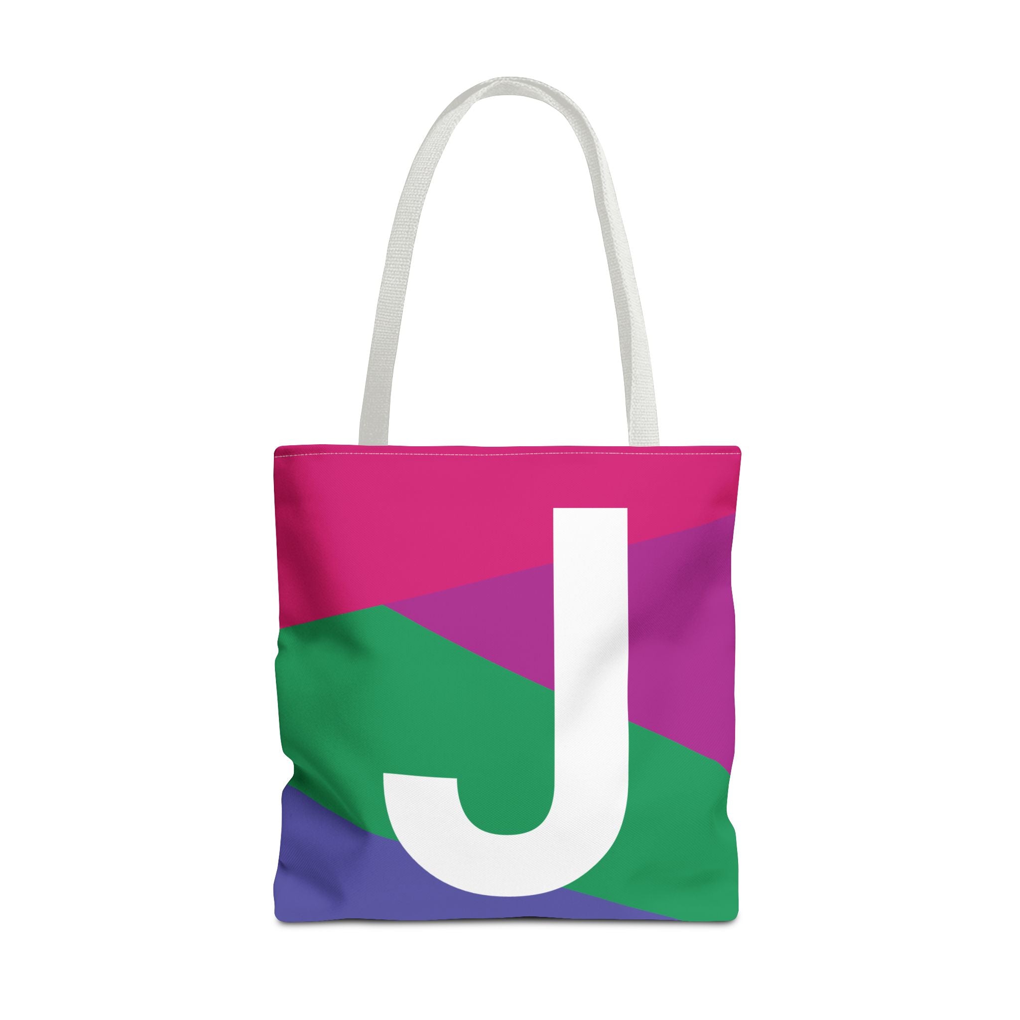 Monogram 'J' Colorblock Tote Bag — Personalized Initial J Shoulder Tote