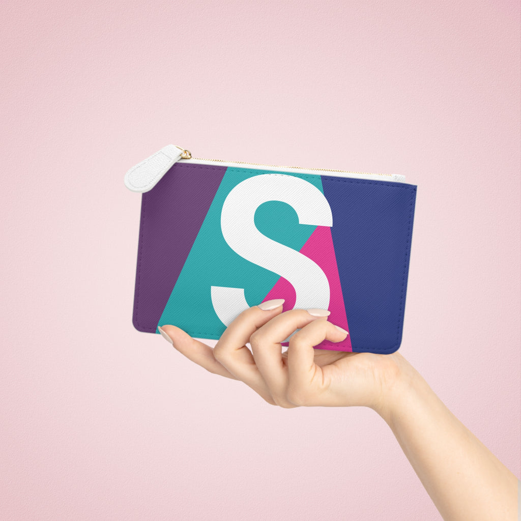 Initial S Mini Clutch — Colorblock Monogram Wristlet Wallet
