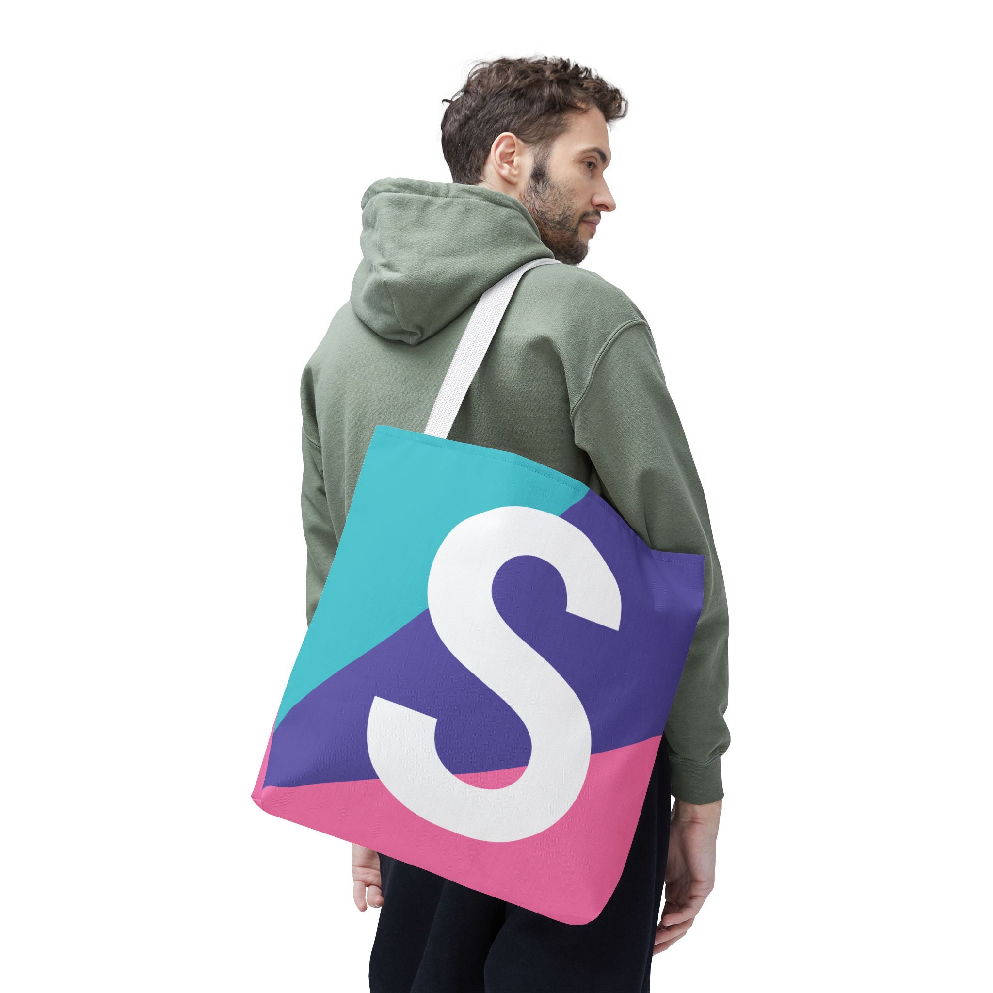 Monogram 'S' Colorblock Tote Bag — Personalized Initial S Shoulder Tote