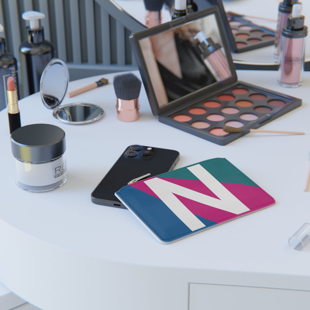 Initial N Mini Clutch — Colorblock Monogram Wristlet Wallet