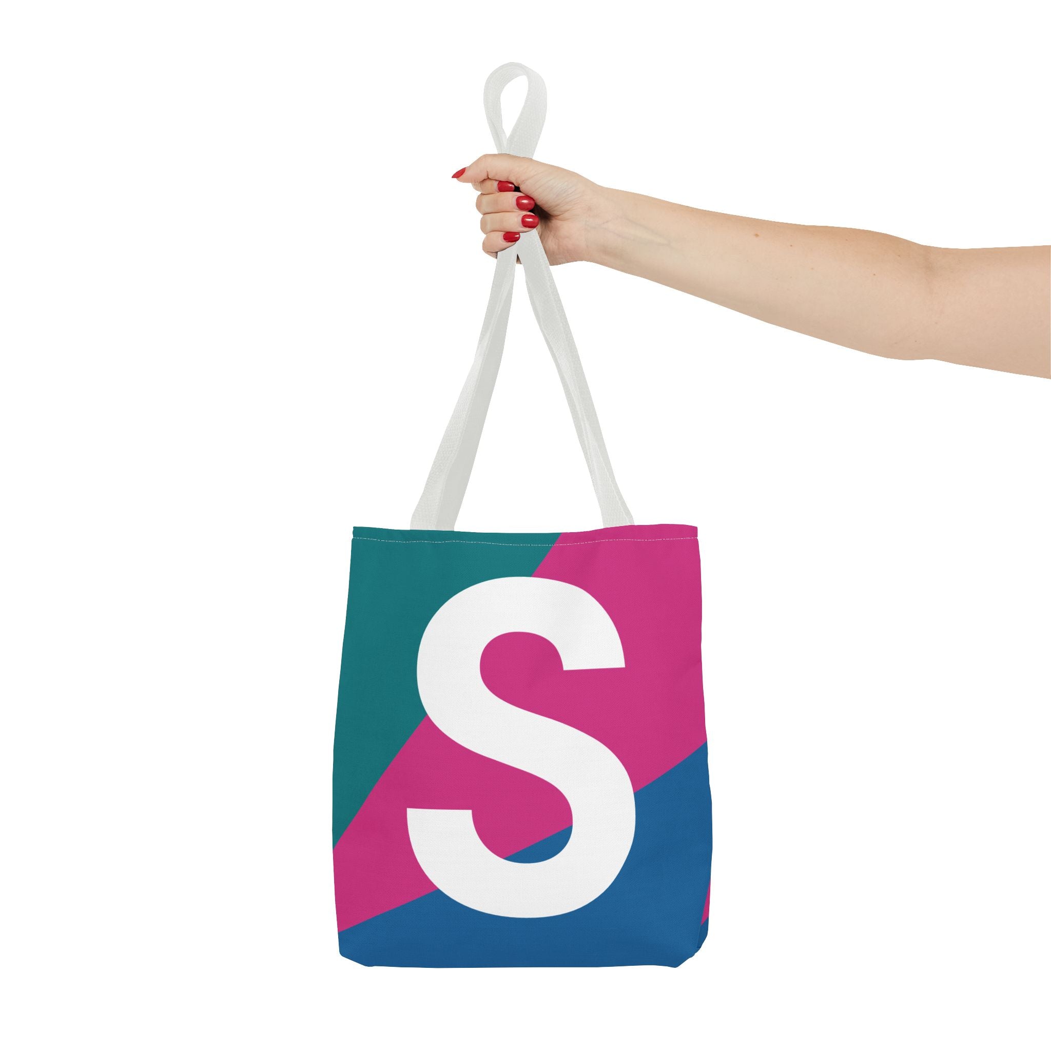 Monogram 'S' Colorblock Tote Bag — Personalized Initial S Shoulder Tote