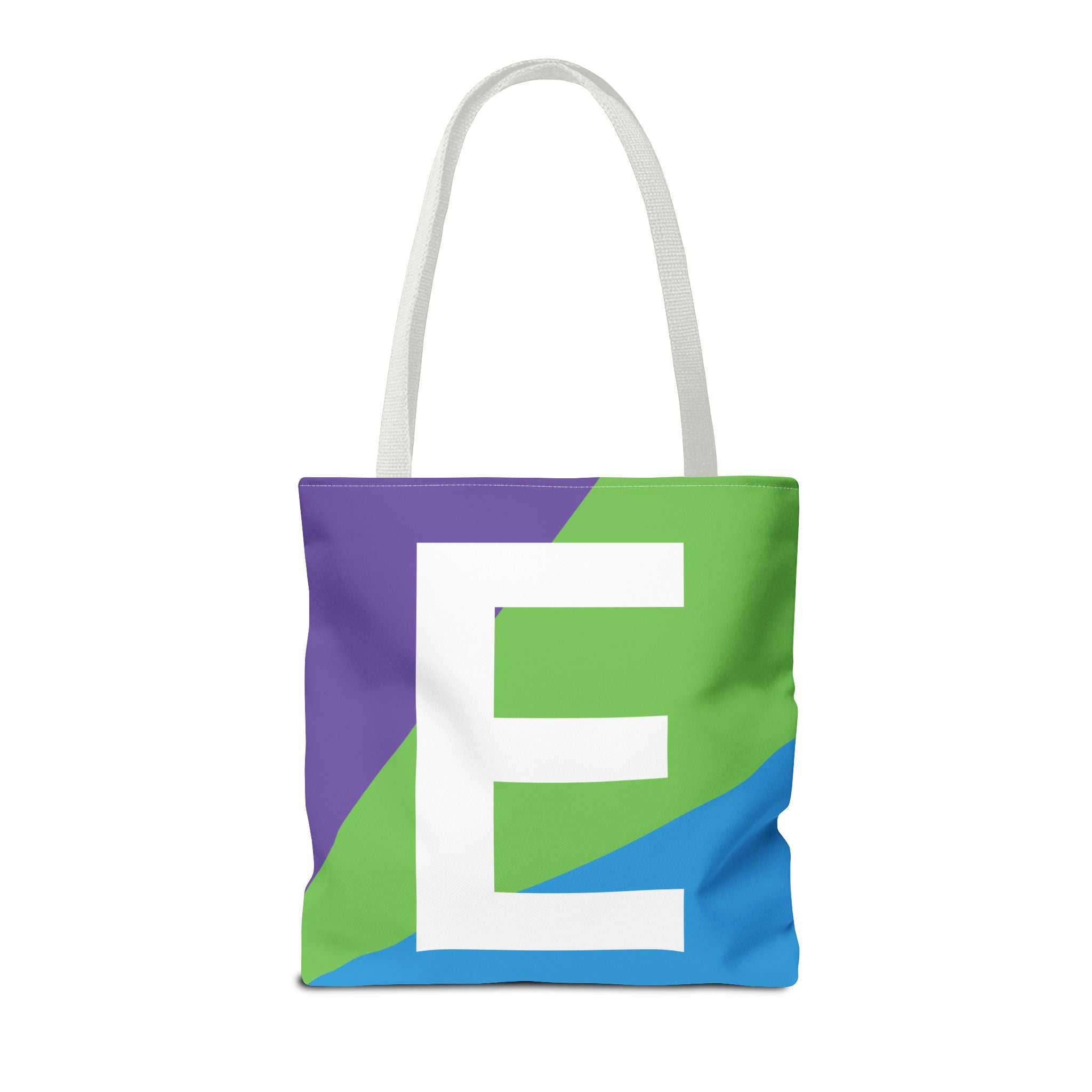 Monogram 'E' Colorblock Tote Bag — Personalized Initial E Shoulder Tote