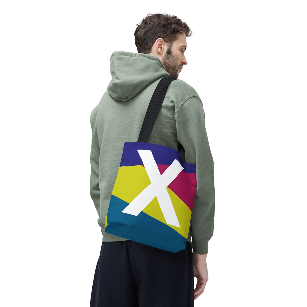 Monogram 'X' Colorblock Tote Bag — Personalized Initial X Shoulder Tote