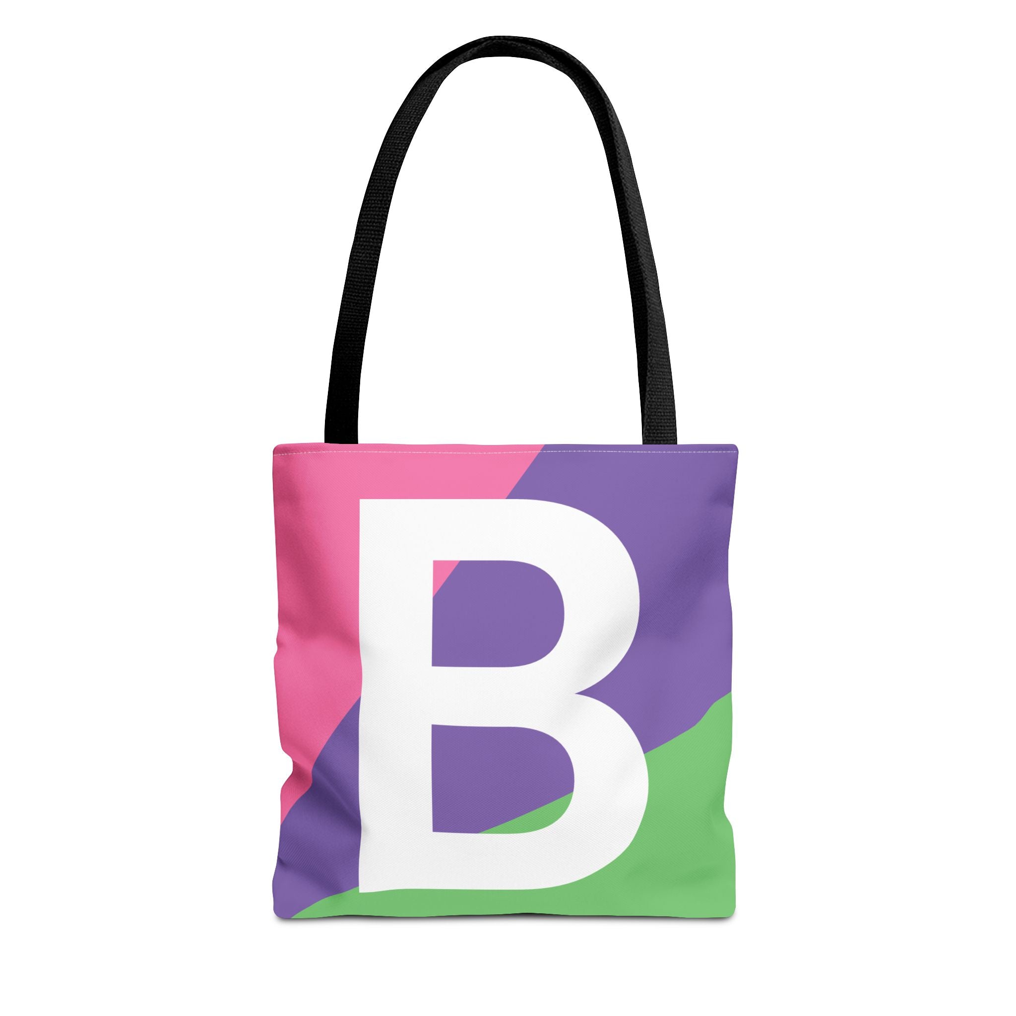 Monogram 'B' Colorblock Tote Bag — Personalized Initial B Shoulder Tote