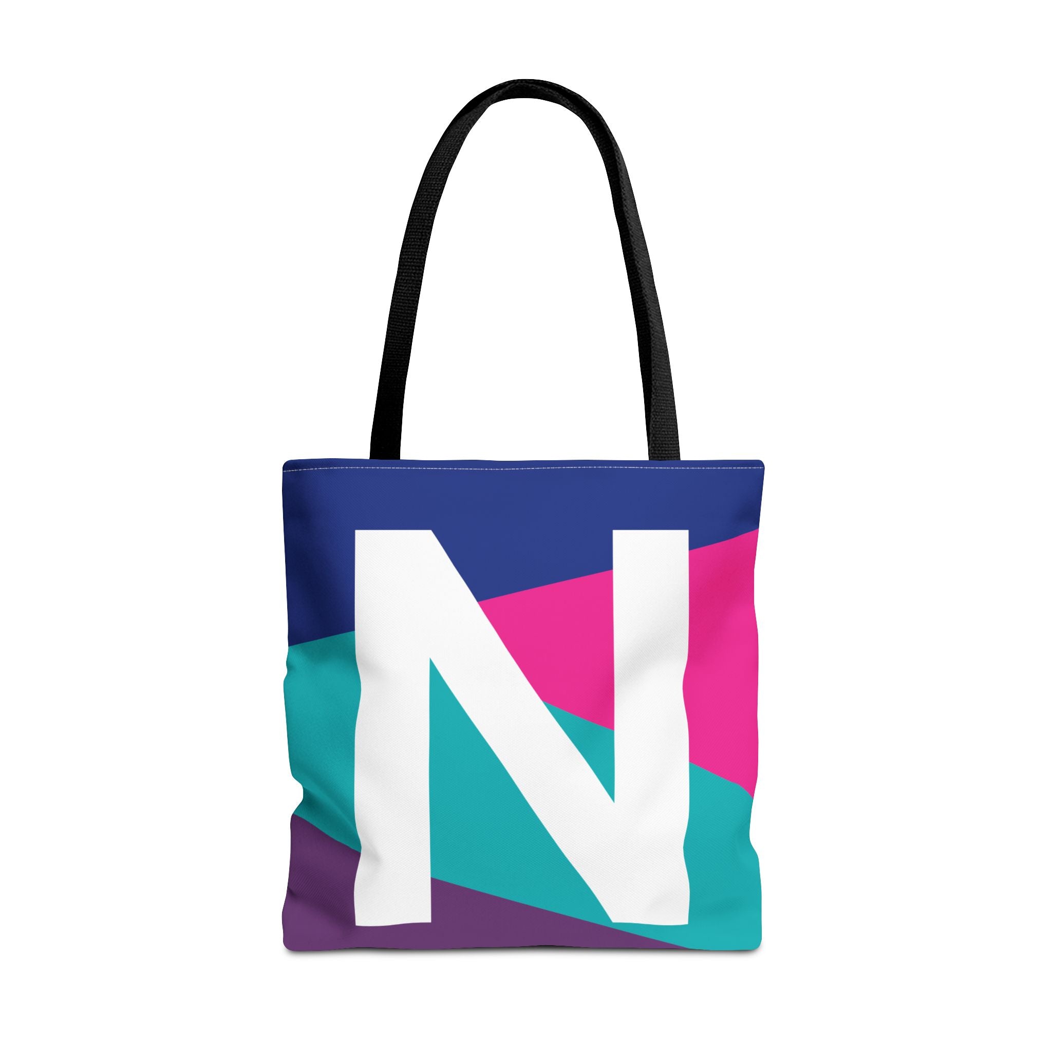 Monogram 'N' Colorblock Tote Bag — Personalized Initial N Shoulder Tote