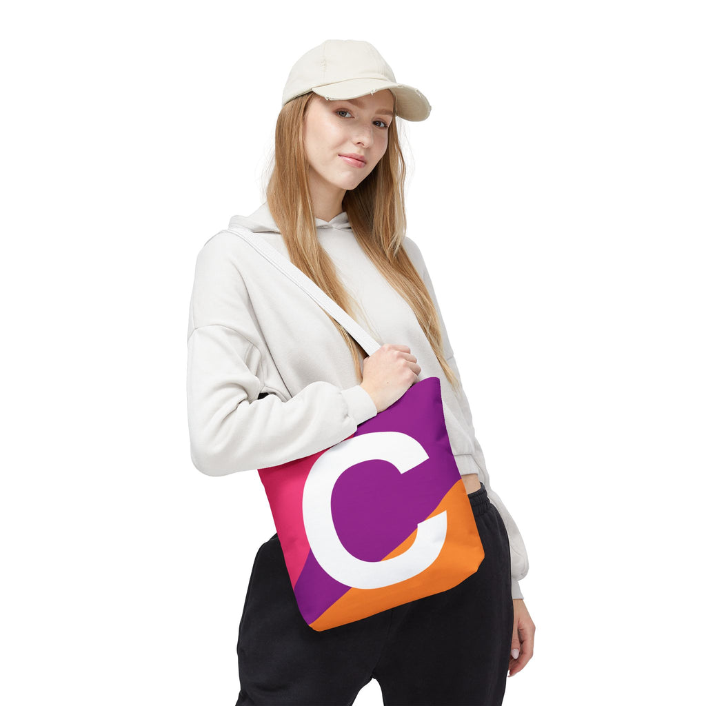 Monogram 'C' Colorblock Tote Bag — Personalized Initial C Shoulder Tote
