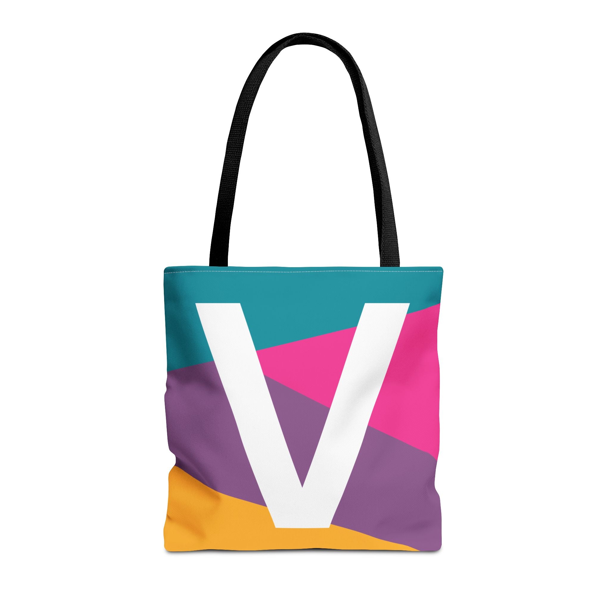 Monogram 'V' Colorblock Tote Bag — Personalized Initial V Shoulder Tote