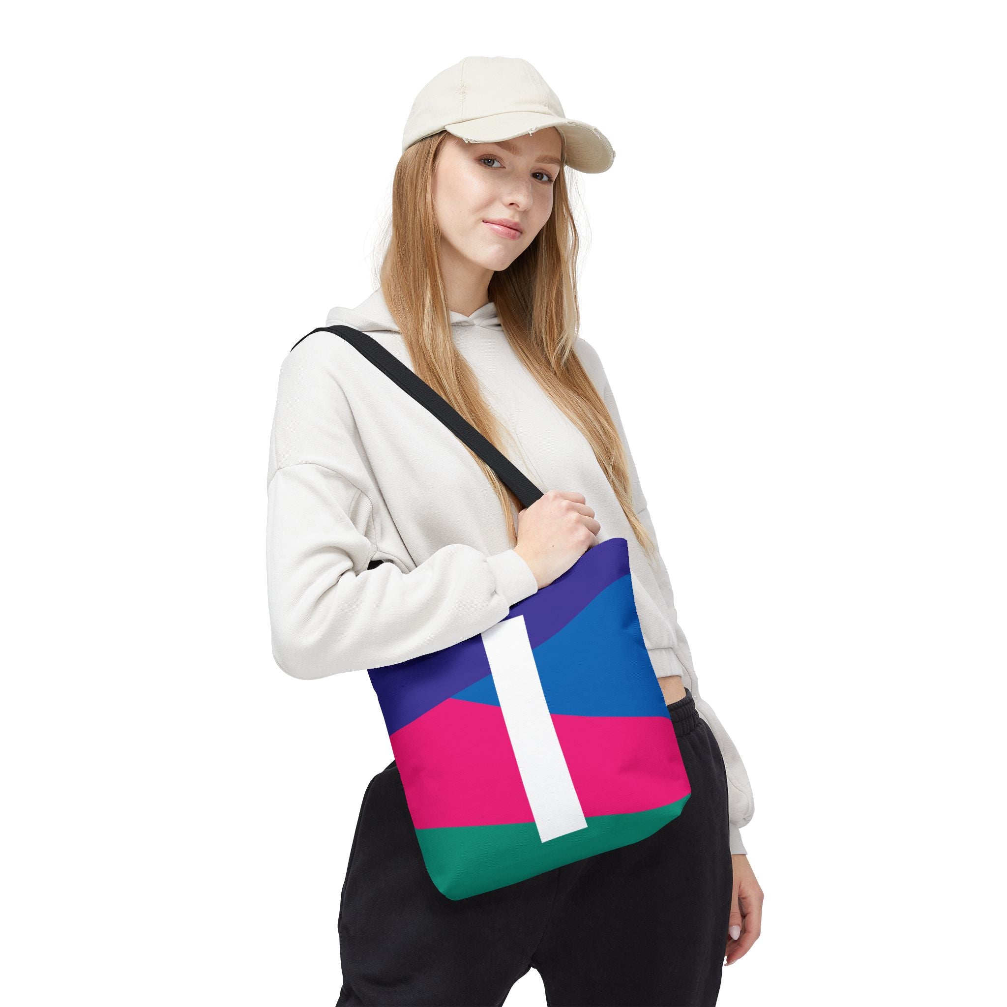 Monogram 'I' Colorblock Tote Bag — Personalized Initial I Shoulder Tote