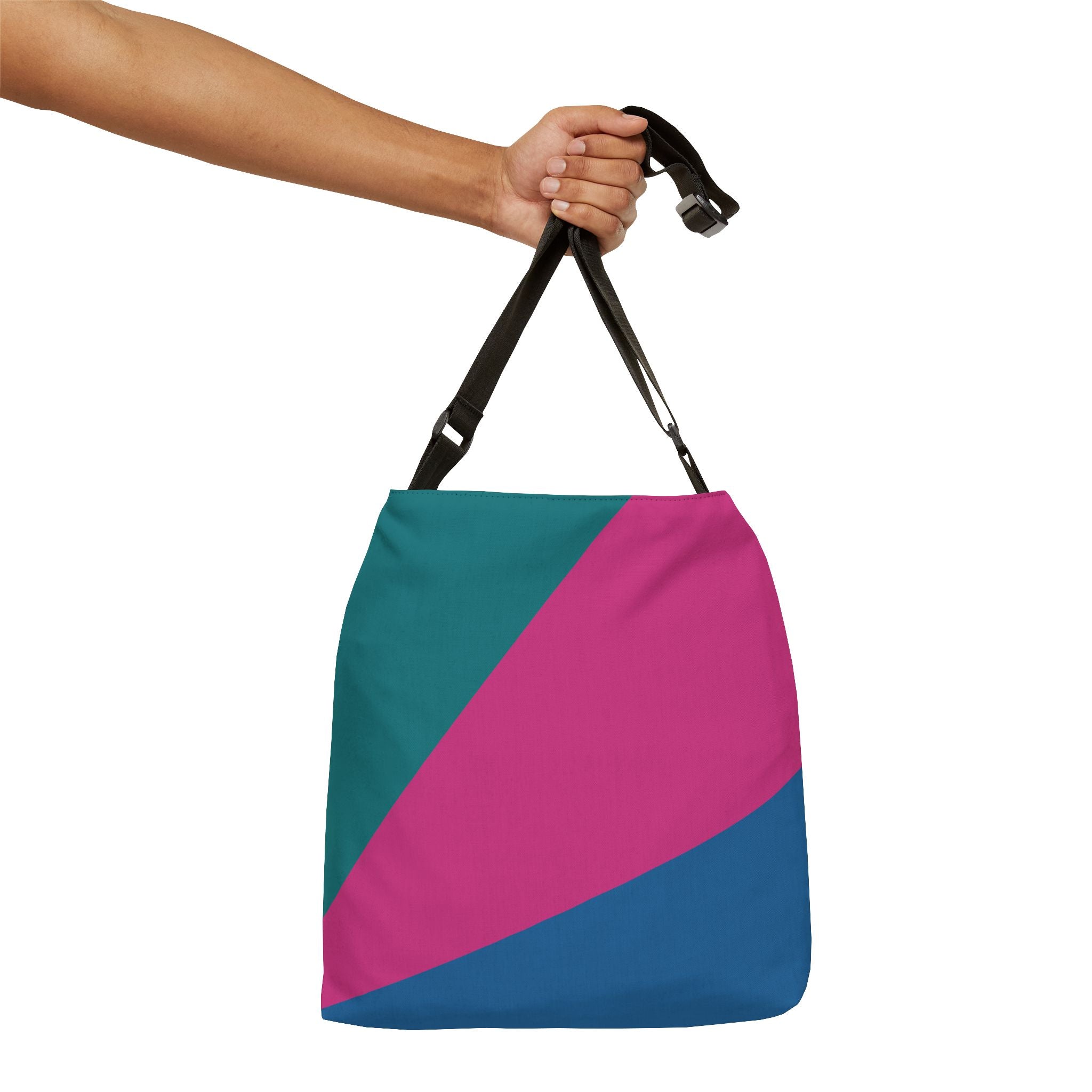Colorblock Geometric Tote Bag — Adjustable Strap, Bright Abstract Pattern