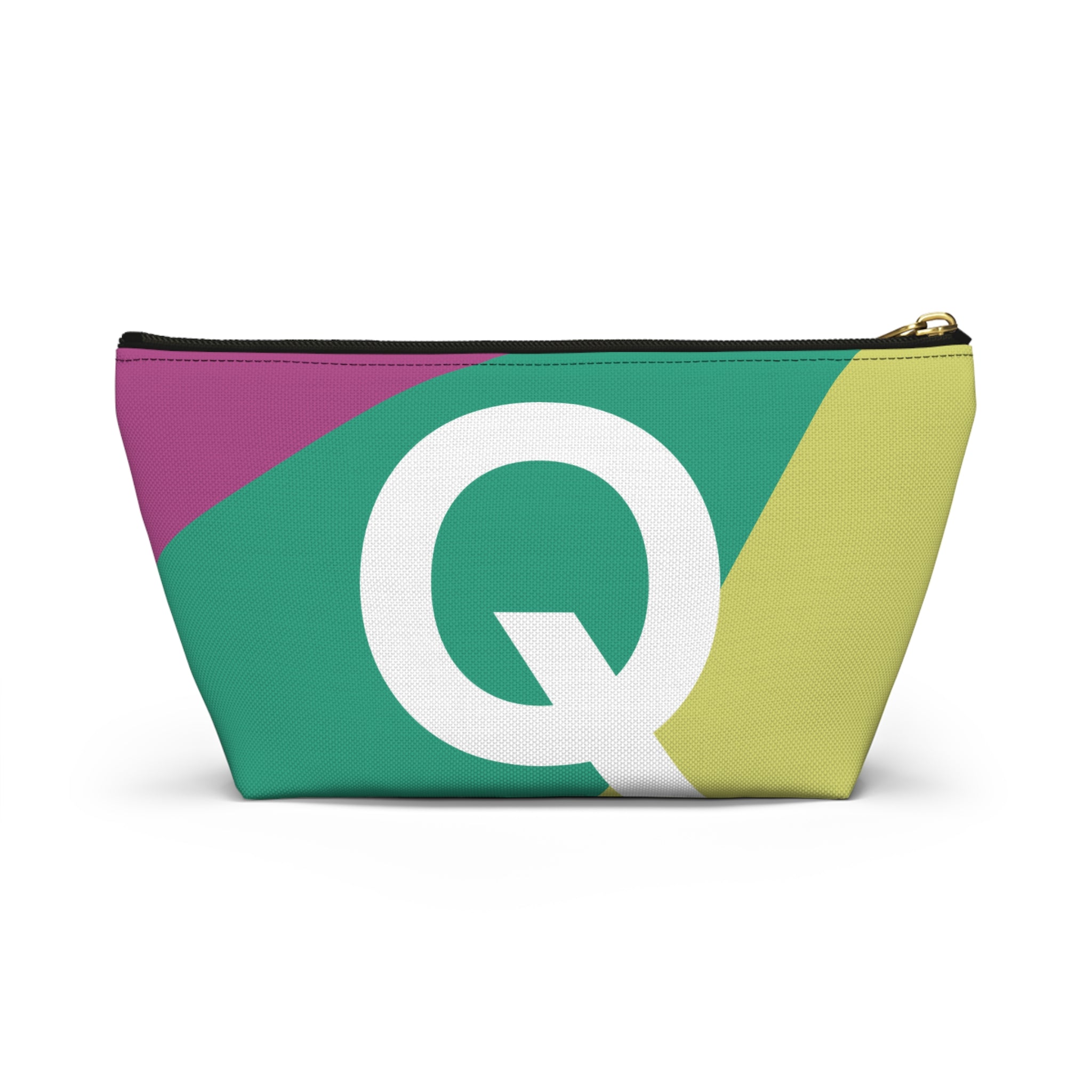 Initials Colorblock Accessory Pouch — Monogram Q T-Bottom Cosmetic Bag