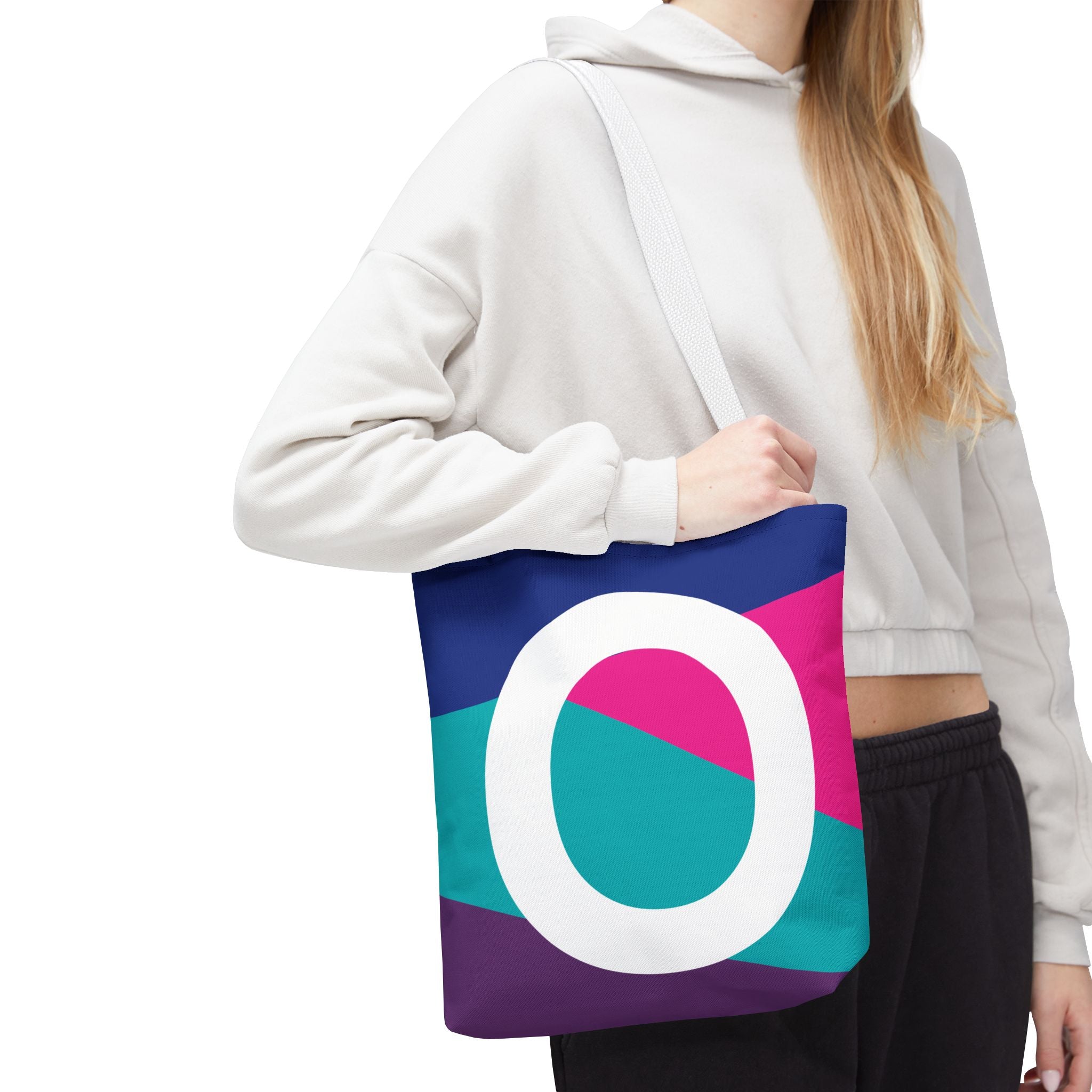 Monogram 'O' Colorblock Tote Bag — Personalized Initial O Shoulder Tote