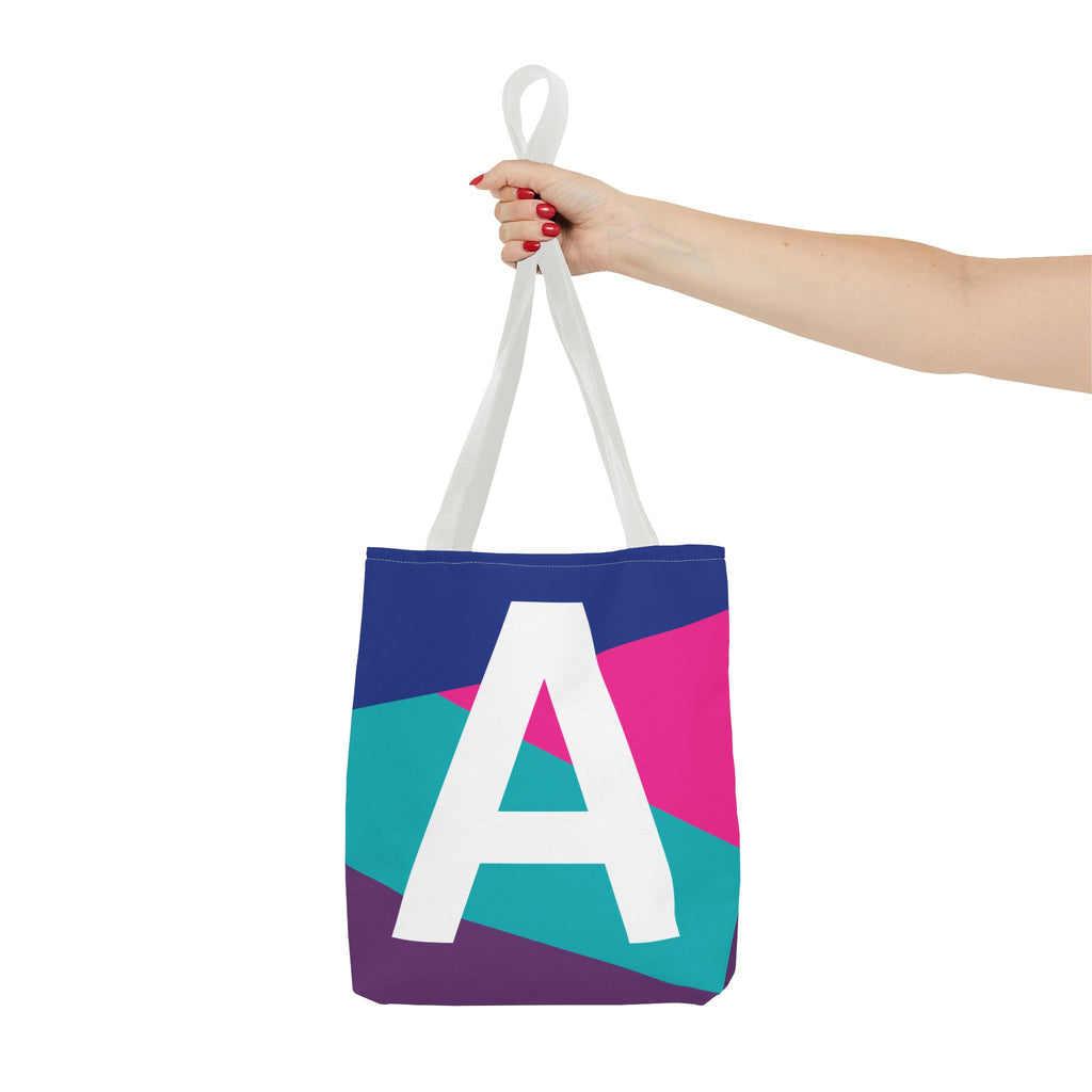 Monogram 'A' Colorblock Tote Bag — Personalized Initial A Shoulder Tote