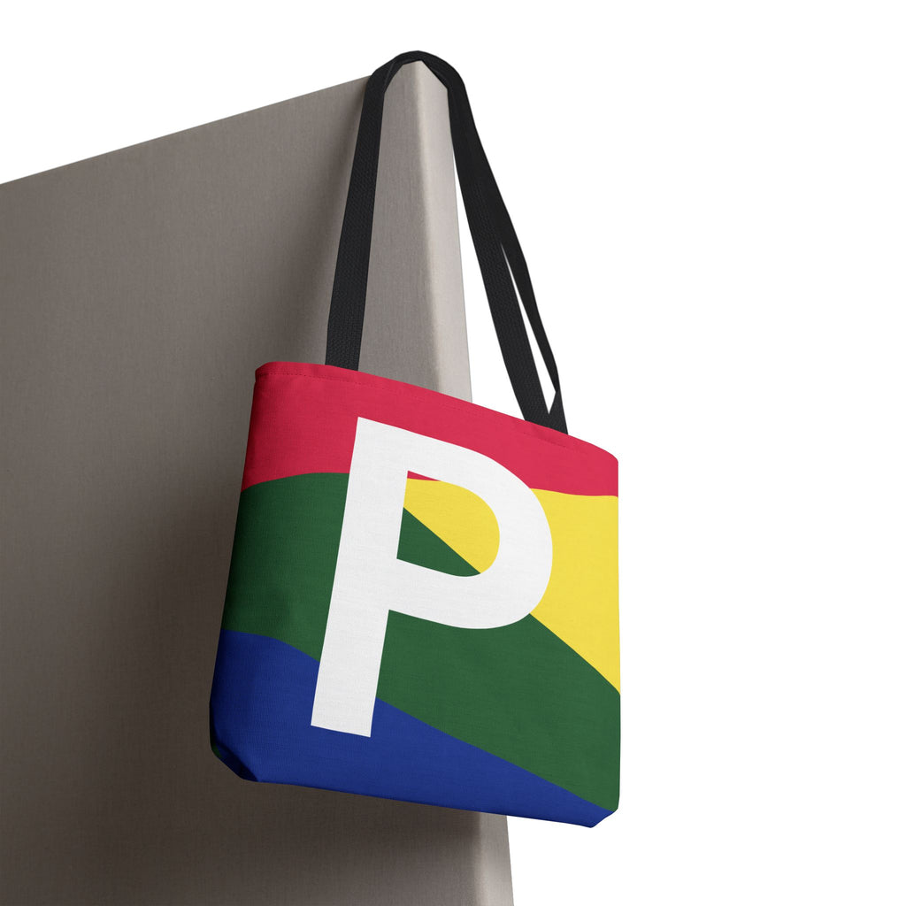 Monogram 'P' Colorblock Tote Bag — Personalized Initial P Shoulder Tote