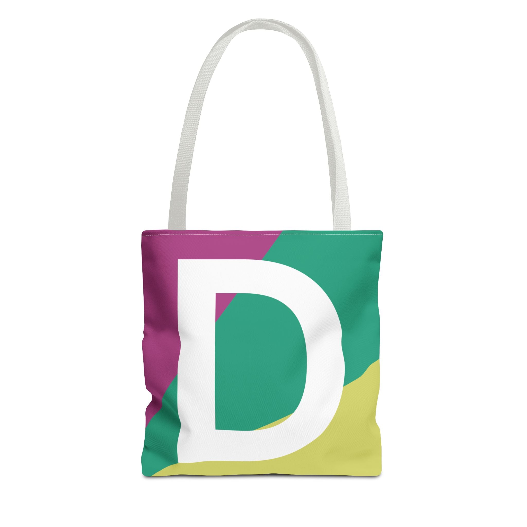 Monogram 'D' Colorblock Tote Bag — Personalized Initial D Shoulder Tote