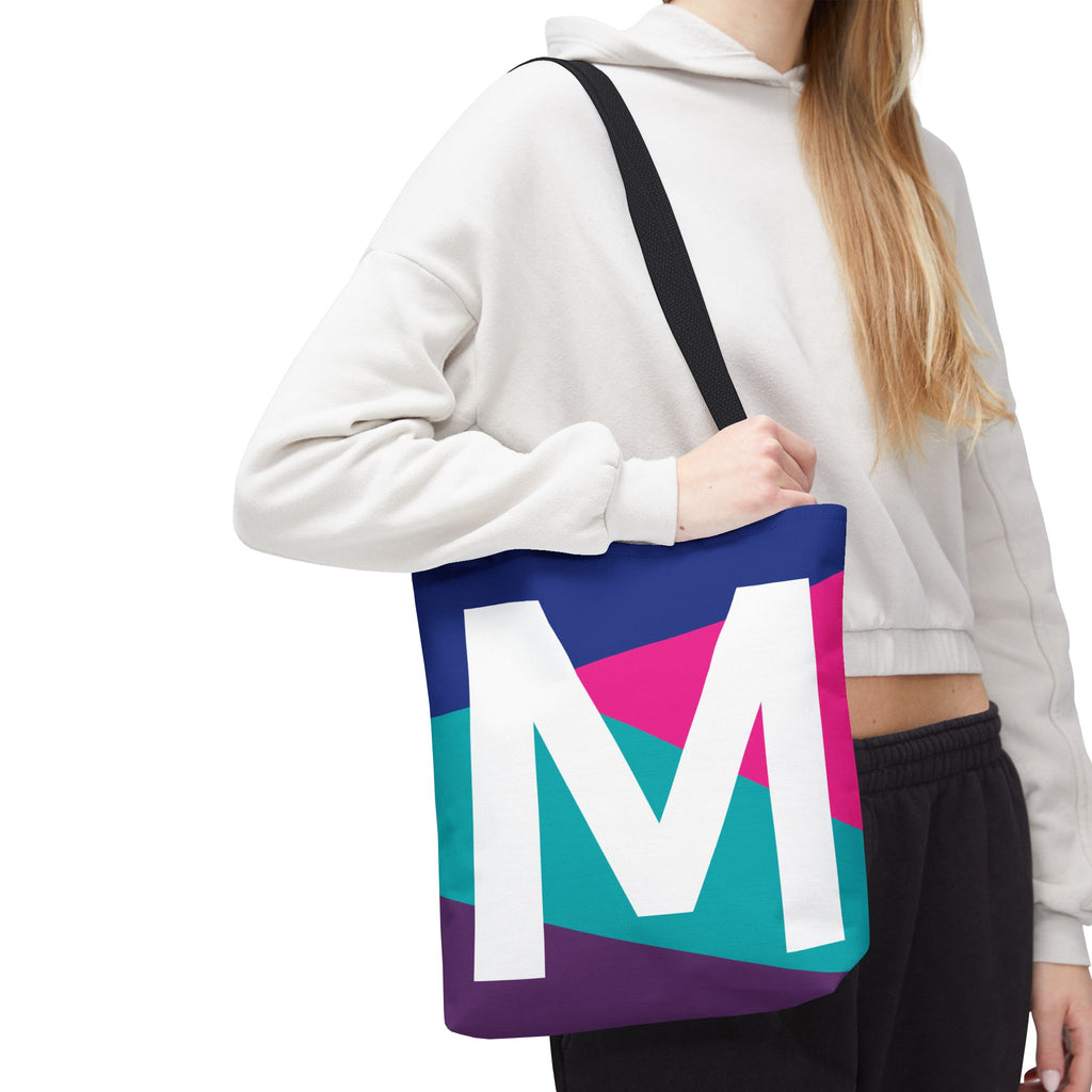 Monogram 'M' Colorblock Tote Bag — Personalized Initial L Shoulder Tote