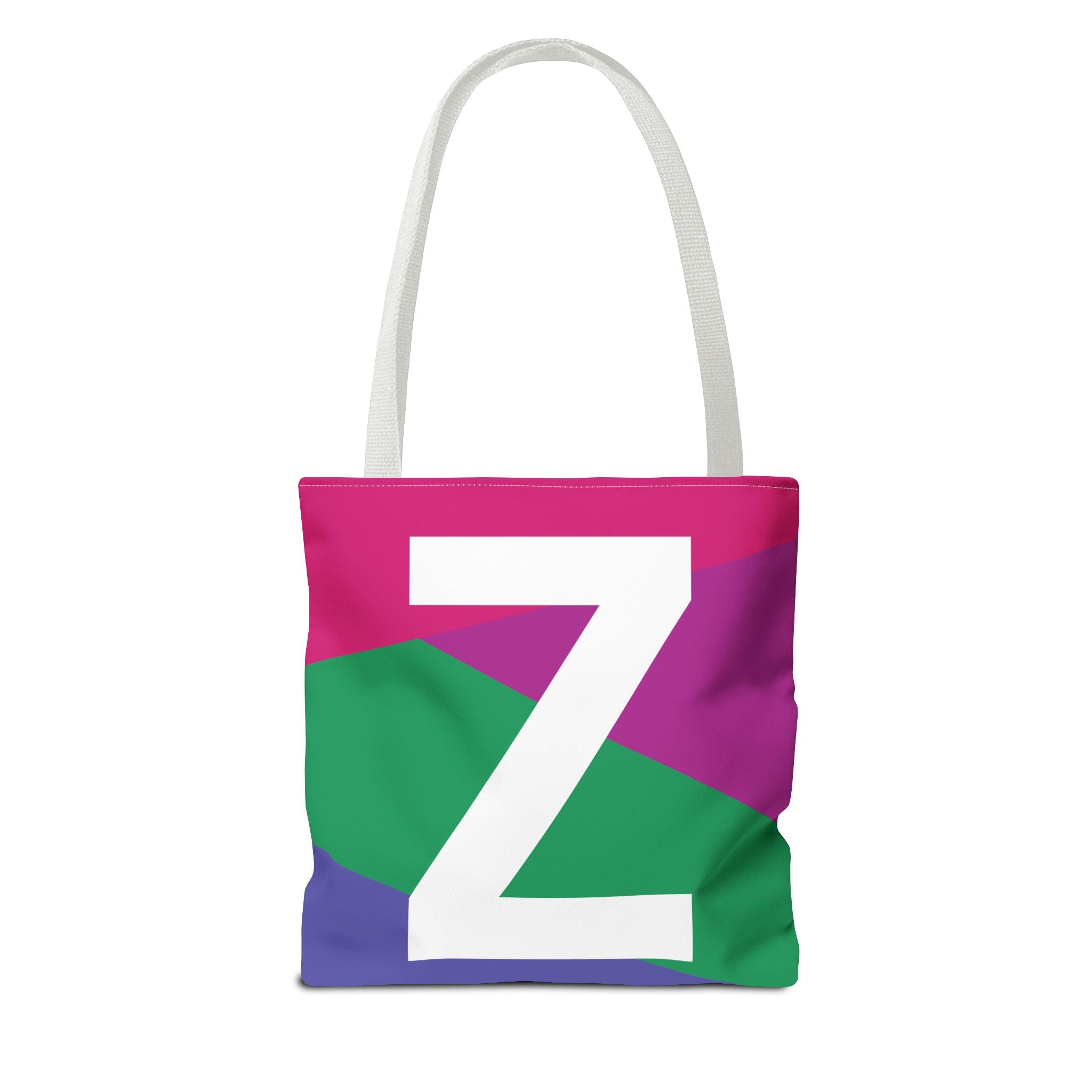 Monogram 'Z' Colorblock Tote Bag — Personalized Initial Z Shoulder Tote