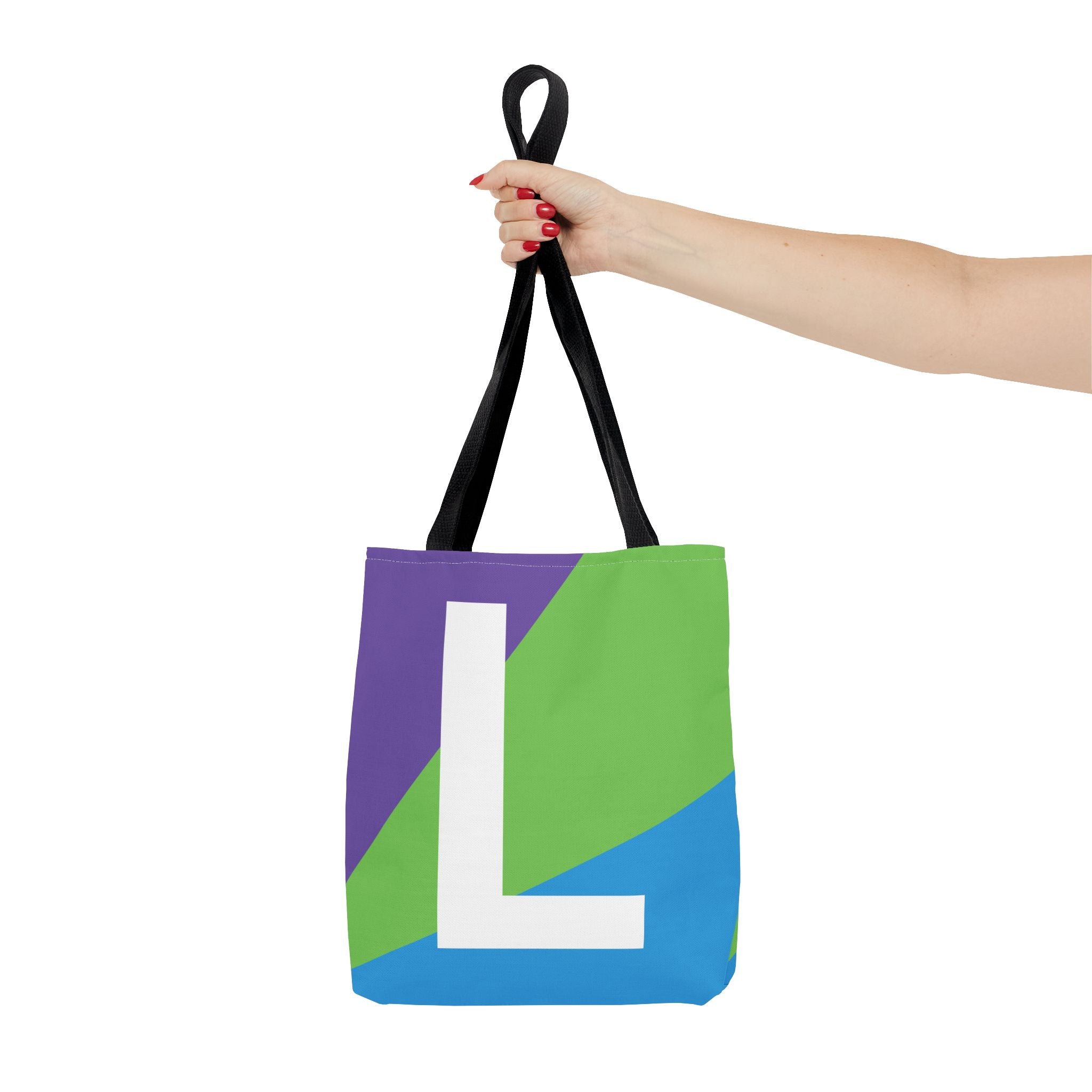 Monogram 'L' Colorblock Tote Bag — Personalized Initial L Shoulder Tote