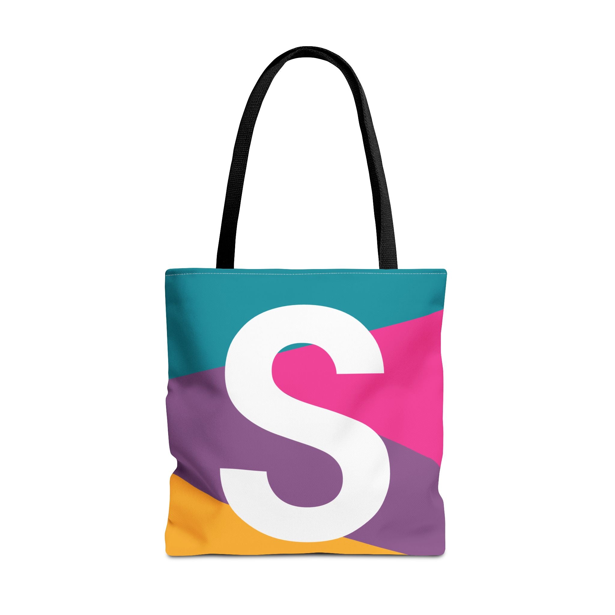 Monogram 'S' Colorblock Tote Bag — Personalized Initial S Shoulder Tote