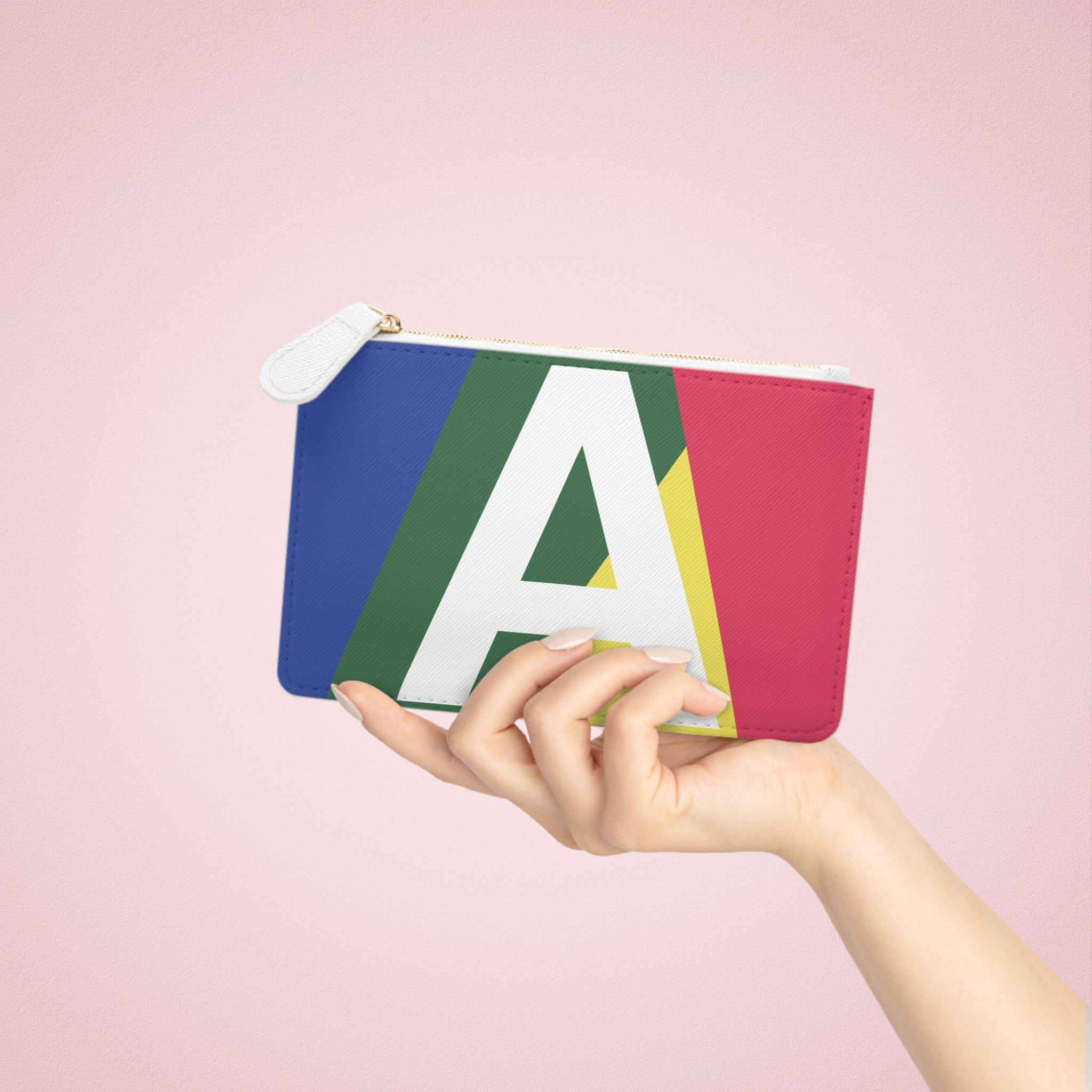 Initial A Mini Clutch — Colorblock Monogram Wristlet Wallet