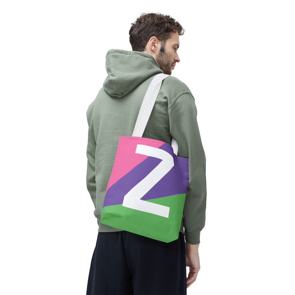 Monogram 'Z' Colorblock Tote Bag — Personalized Initial Z Shoulder Tote