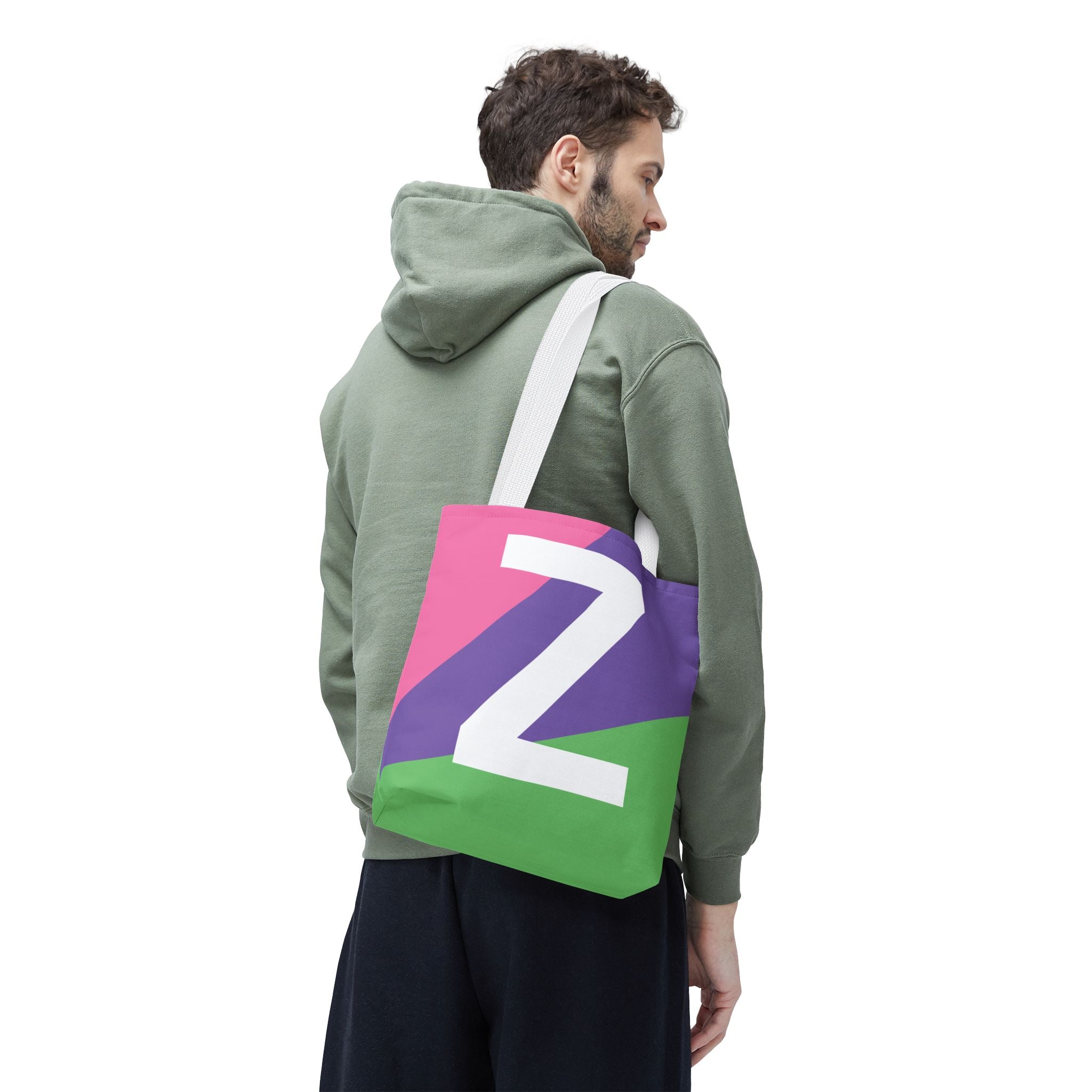 Monogram 'Z' Colorblock Tote Bag — Personalized Initial Z Shoulder Tote