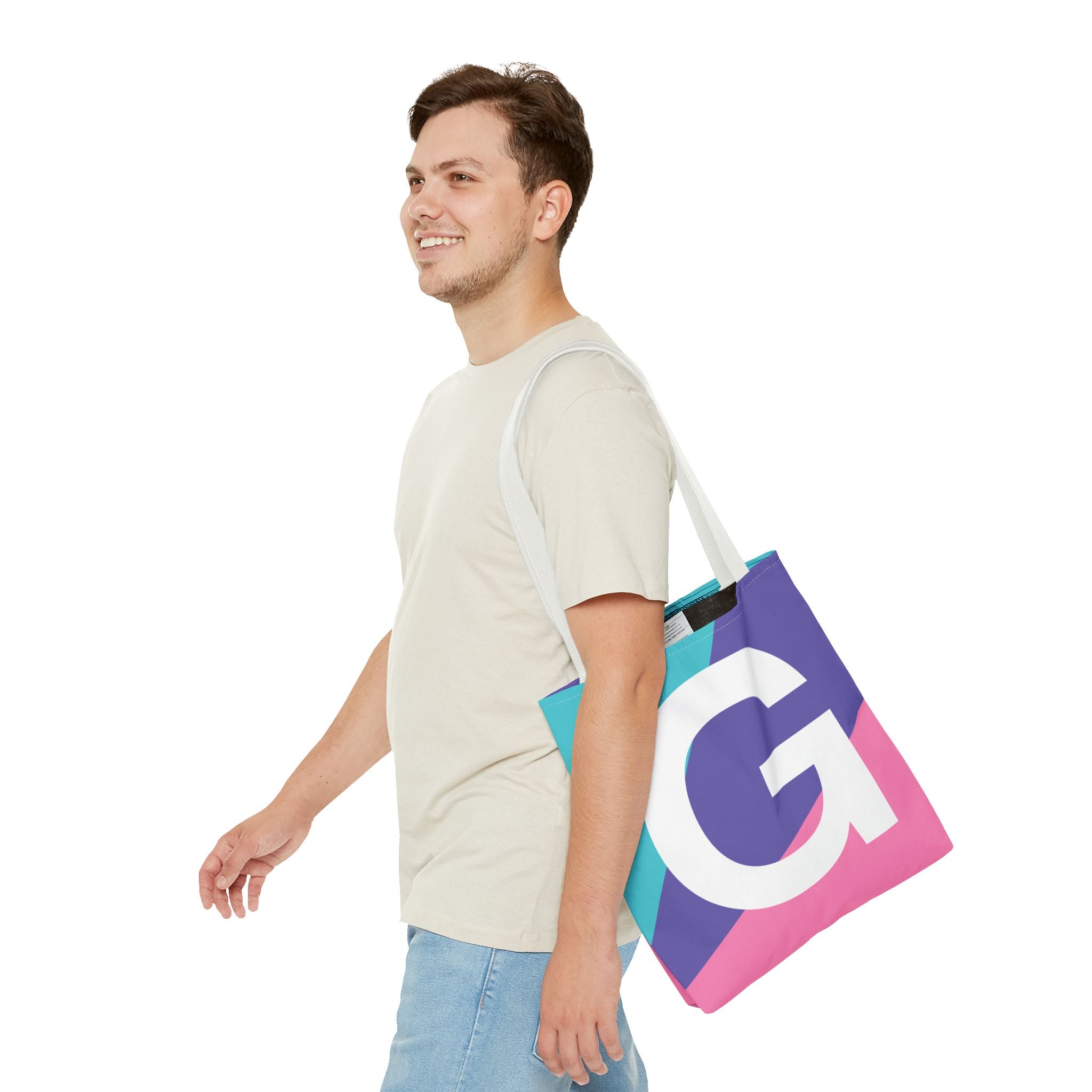 Monogram 'G' Colorblock Tote Bag — Personalized Initial G Shoulder Tote