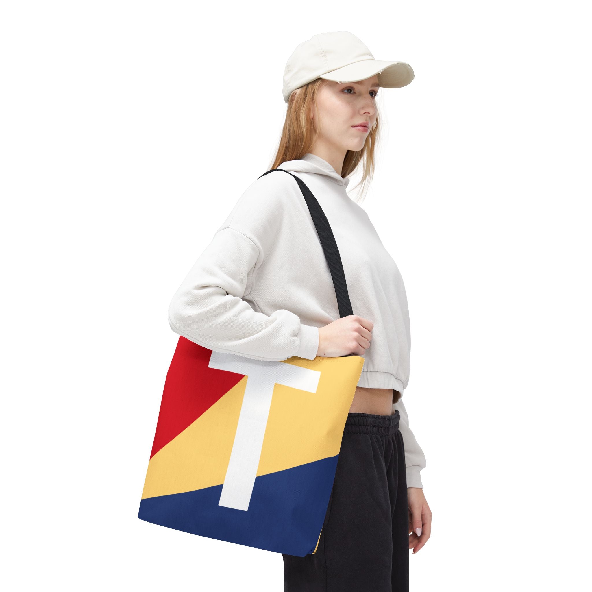 Monogram 'T' Colorblock Tote Bag — Personalized Initial T Shoulder Tote
