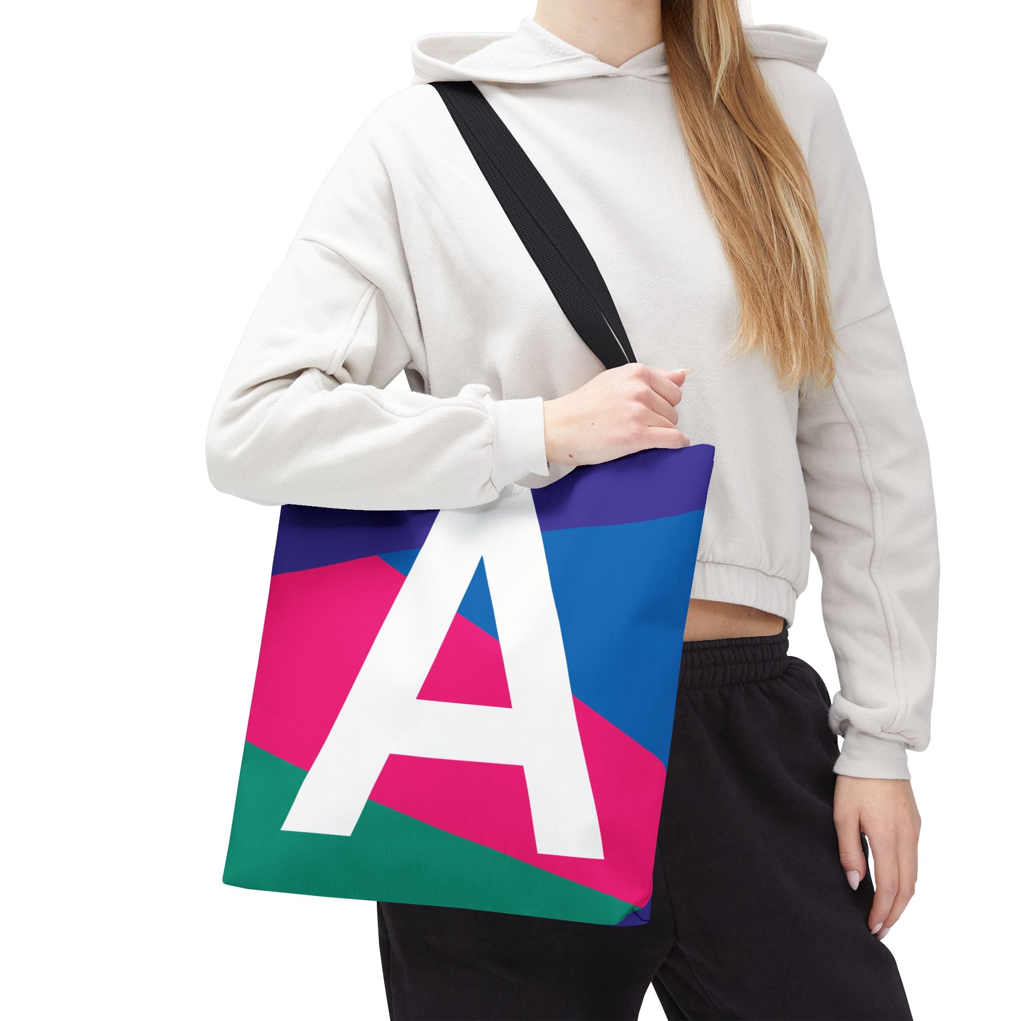 Monogram 'A' Colorblock Tote Bag — Personalized Initial A Shoulder Tote