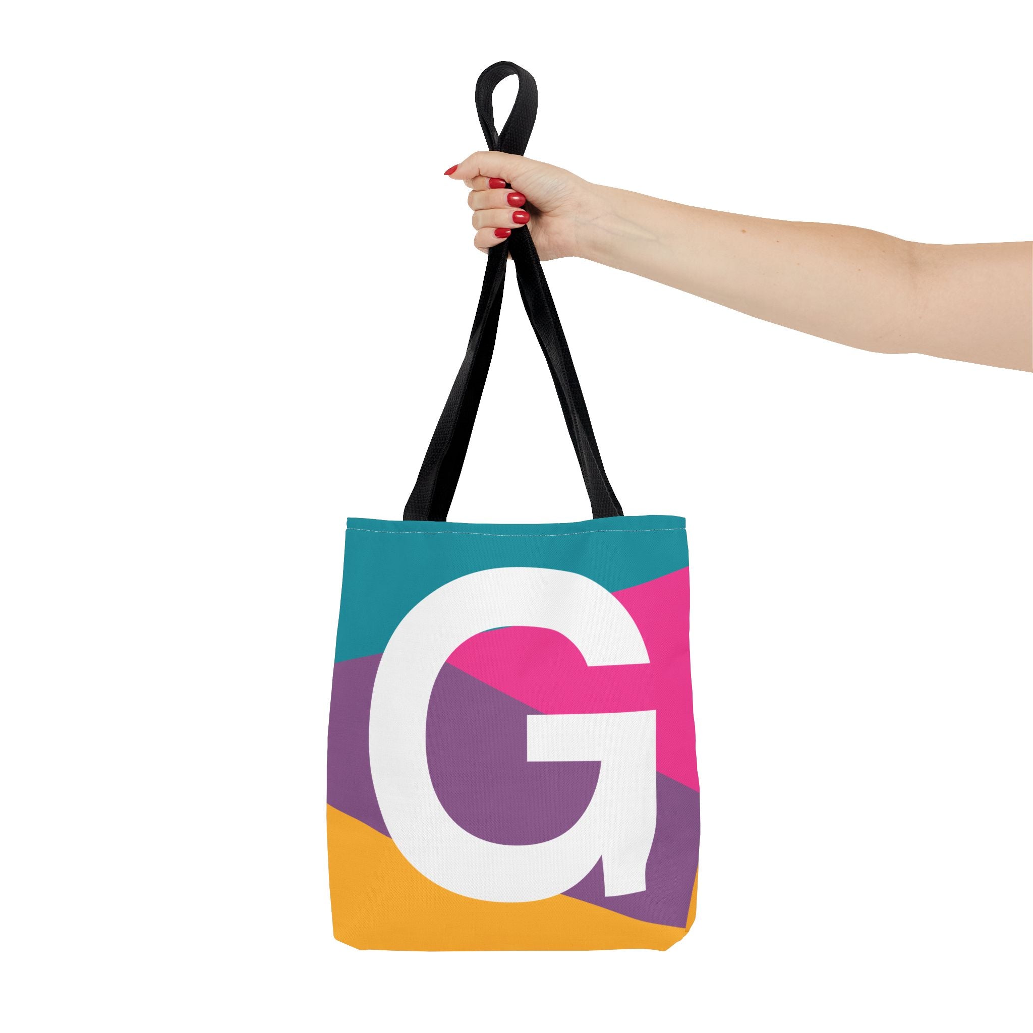 Monogram 'G' Colorblock Tote Bag — Personalized Initial G Shoulder Tote