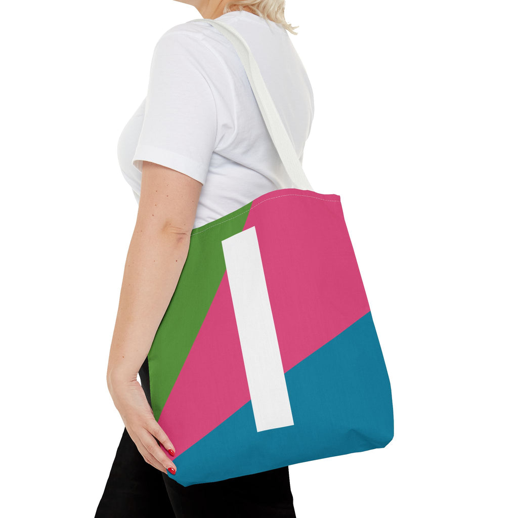 Monogram 'I' Colorblock Tote Bag — Personalized Initial I Shoulder Tote