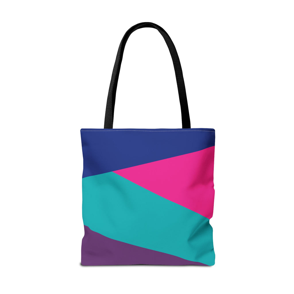 Retro 80s & 90s Inspired Color Block Tote Bag | Stylish Everyday Canvas Shoulder Bag