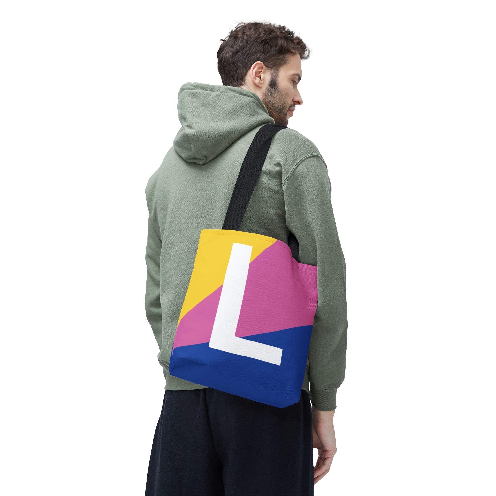 Monogram 'L' Colorblock Tote Bag — Personalized Initial L Shoulder Tote