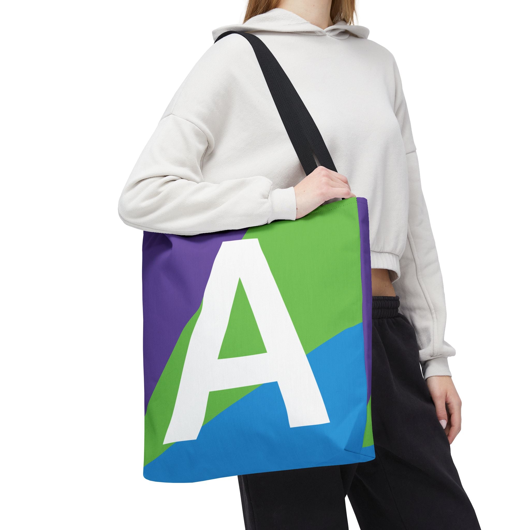 Monogram 'A' Colorblock Tote Bag — Personalized Initial A Shoulder Tote