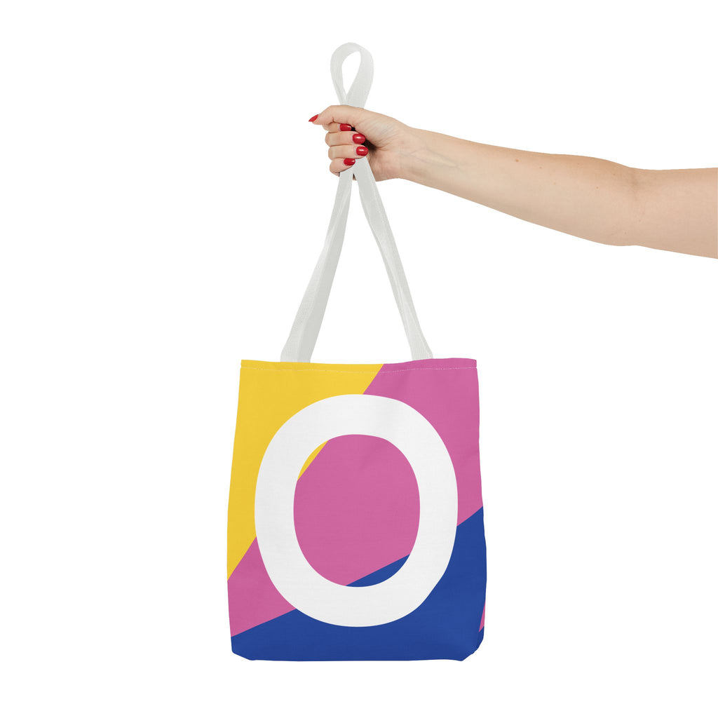 Monogram 'O' Colorblock Tote Bag — Personalized Initial O Shoulder Tote