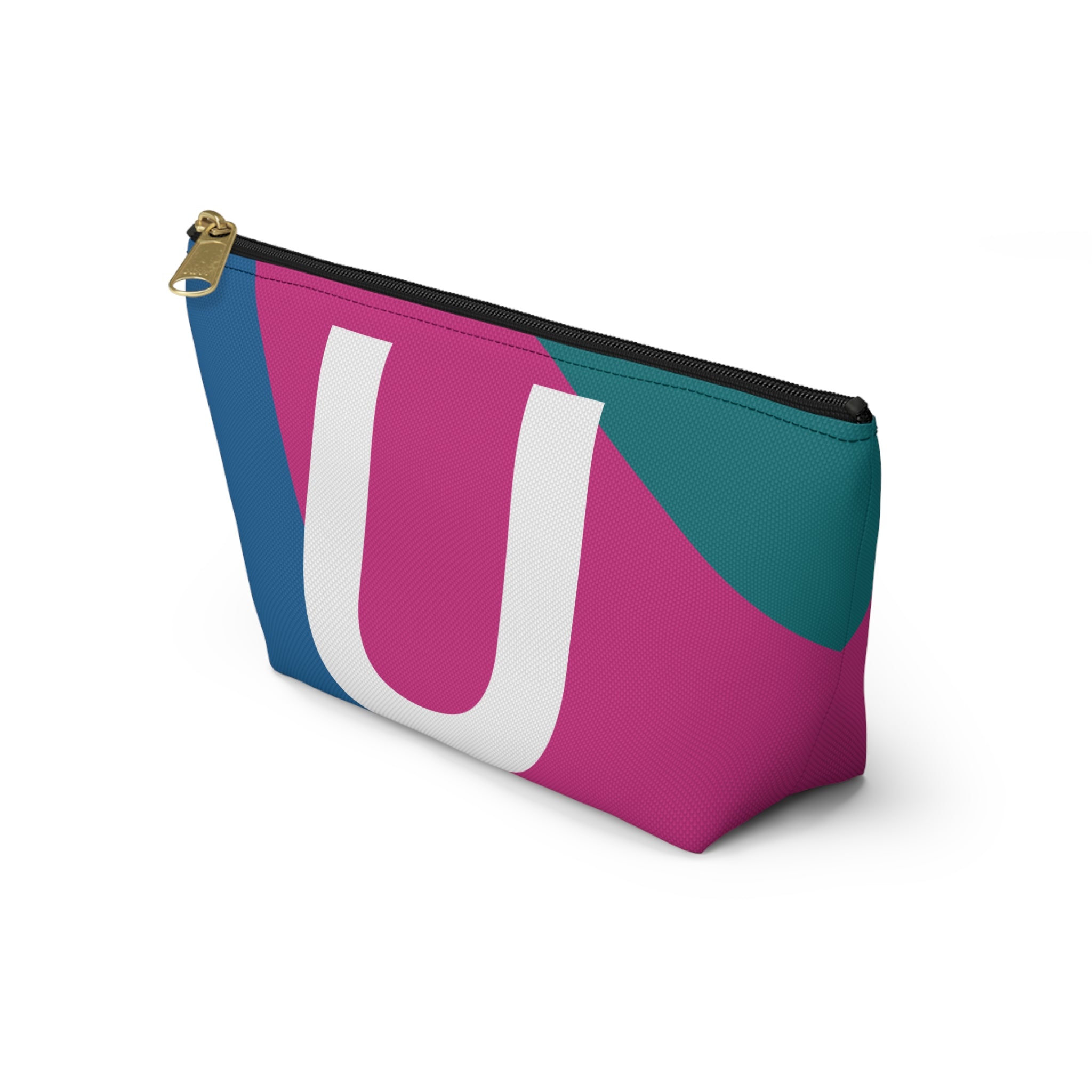 Initials Colorblock Accessory Pouch — Monogram U T-Bottom Cosmetic Bag